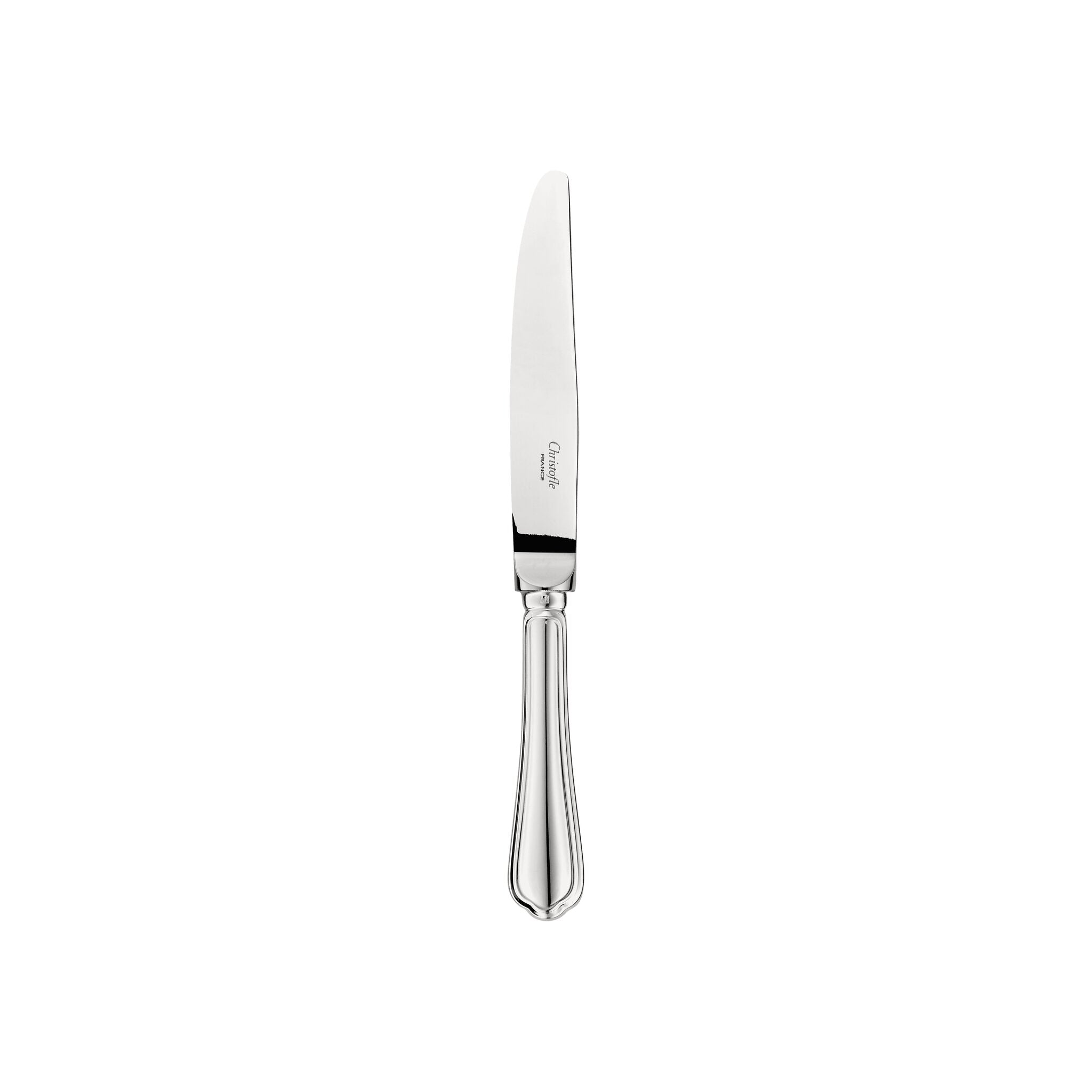 Christofle Spatours Silver-Plated Dessert Knife in silver-plate on a white background