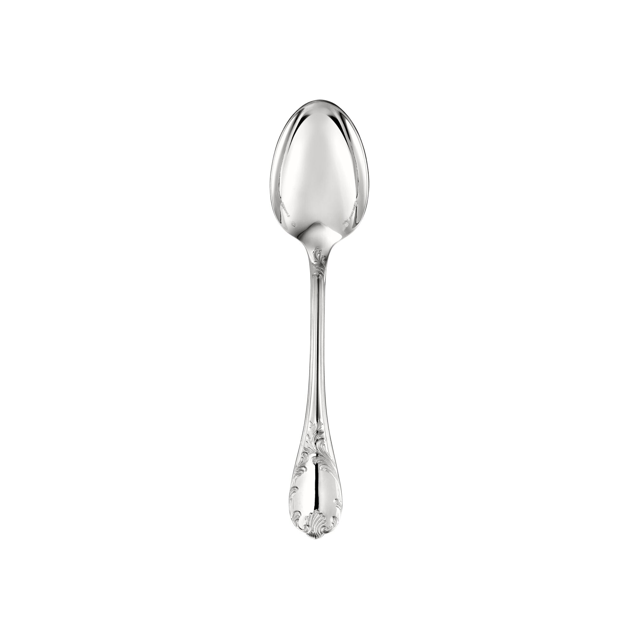 Christofle Marly Sterling Silver Dessert Spoon in sterling silver on a white background