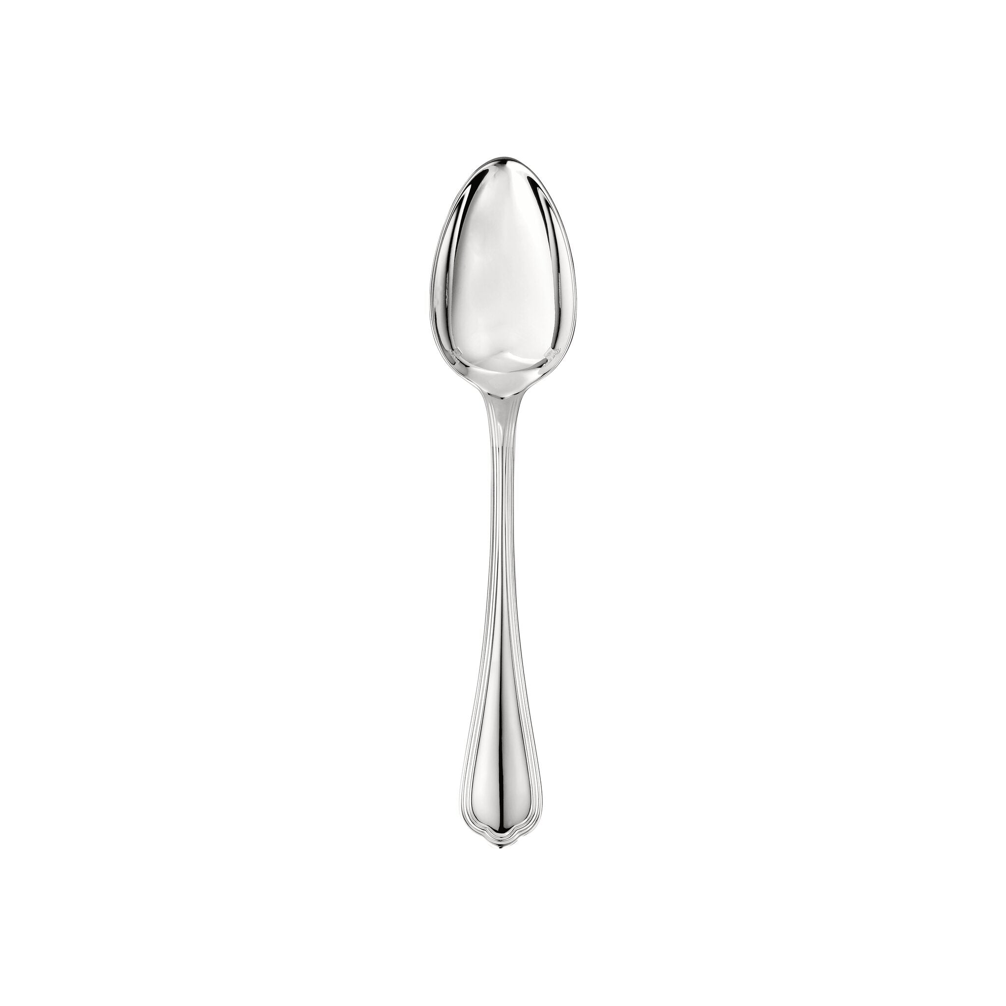Christofle Spatours Silver-Plated Dessert Spoon in silver-plate on a white background