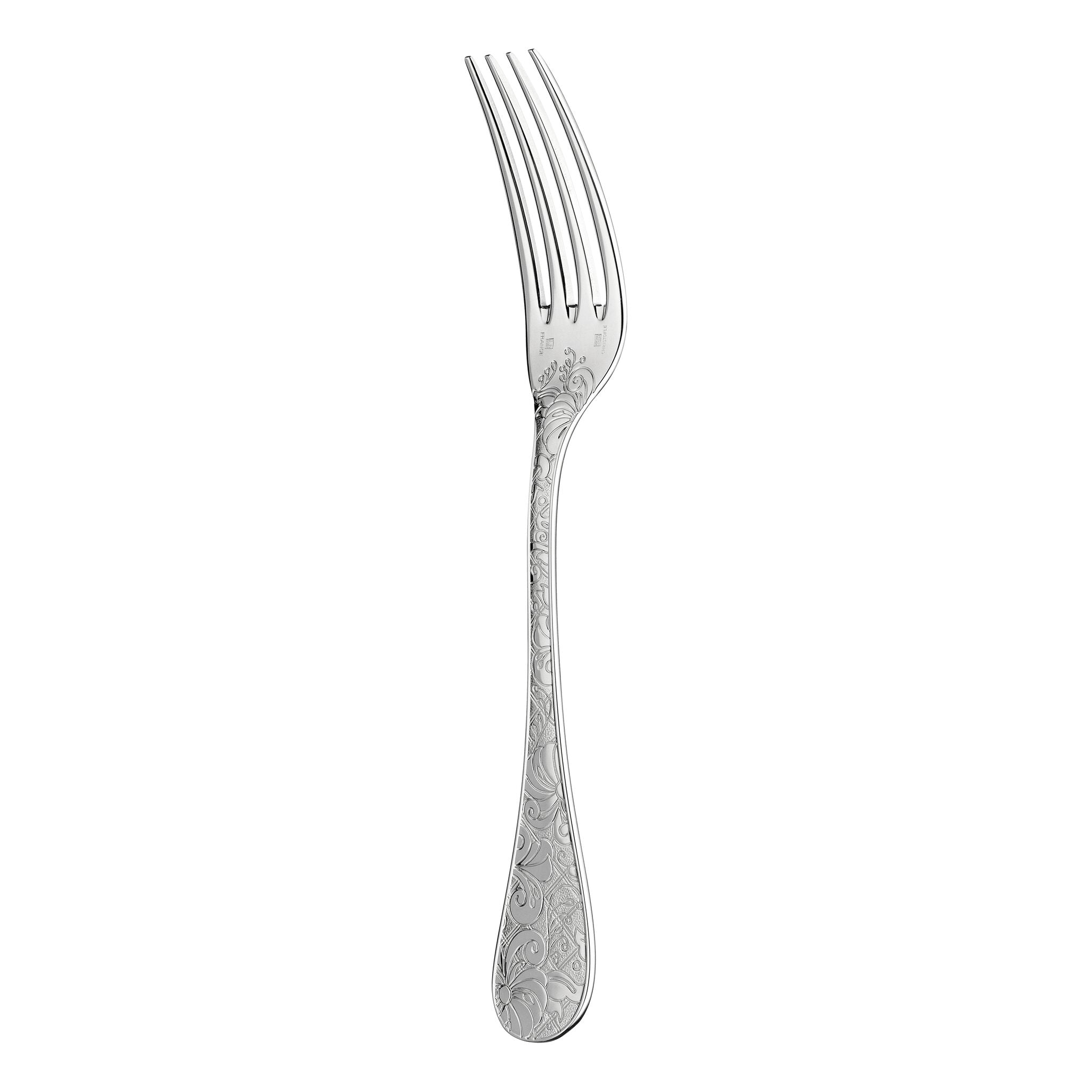 Christofle Jardin d'Eden Sterling Silver Dinner Fork in sterling silver on a white background