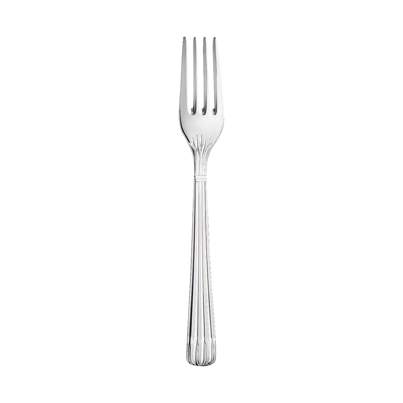 Christofle Osiris Stainless Steel Dinner Fork in stainless steel on a white background