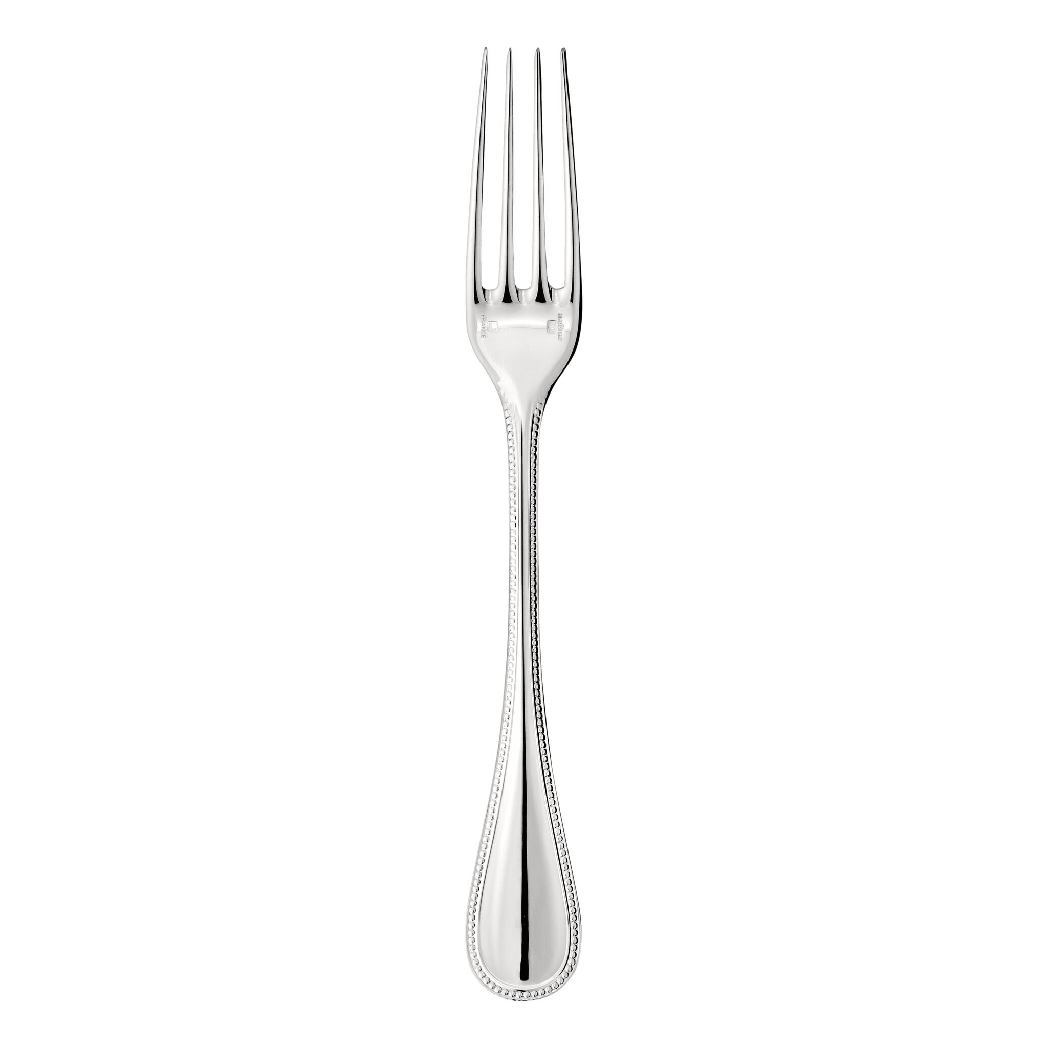 Christofle Perles Silver-Plated Dinner Fork in silver-plate on a white background
