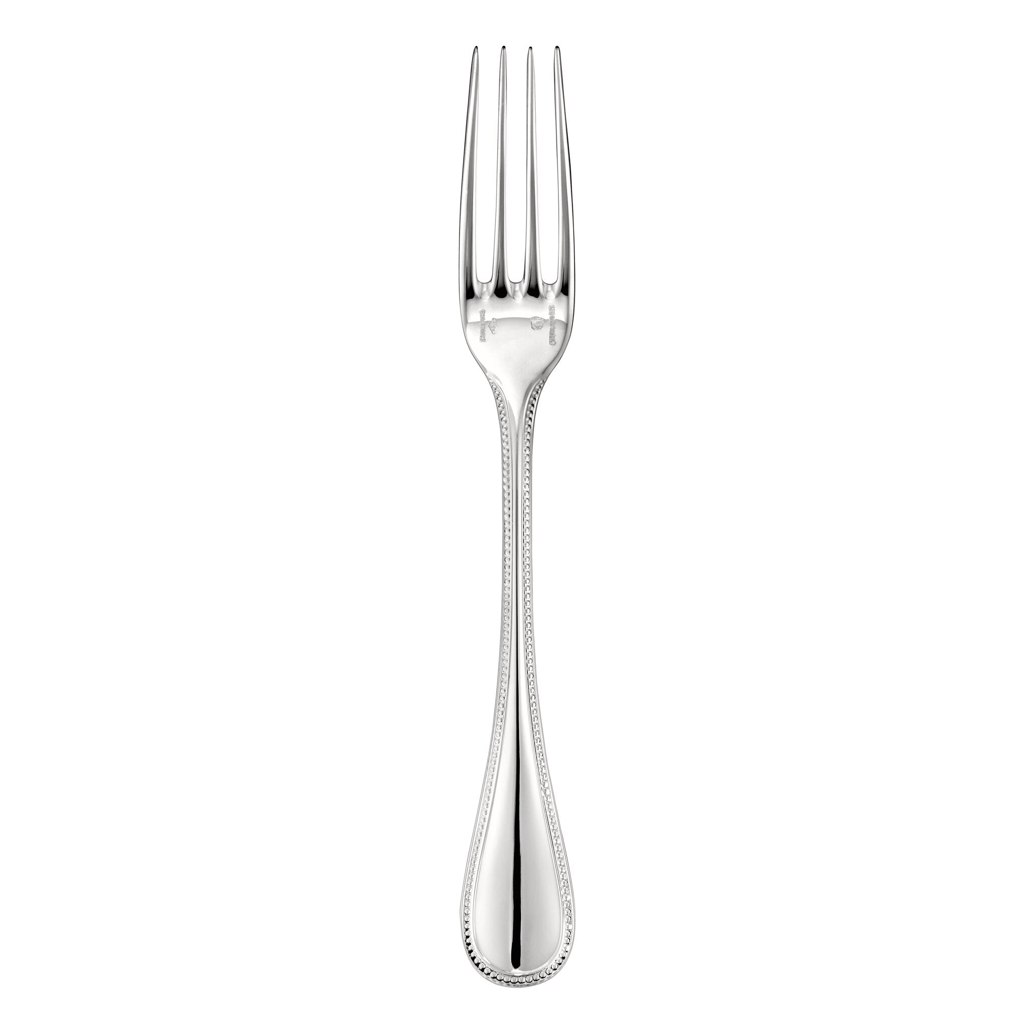 Christofle Perles Sterling Silver Dinner Fork in sterling silver on a white background