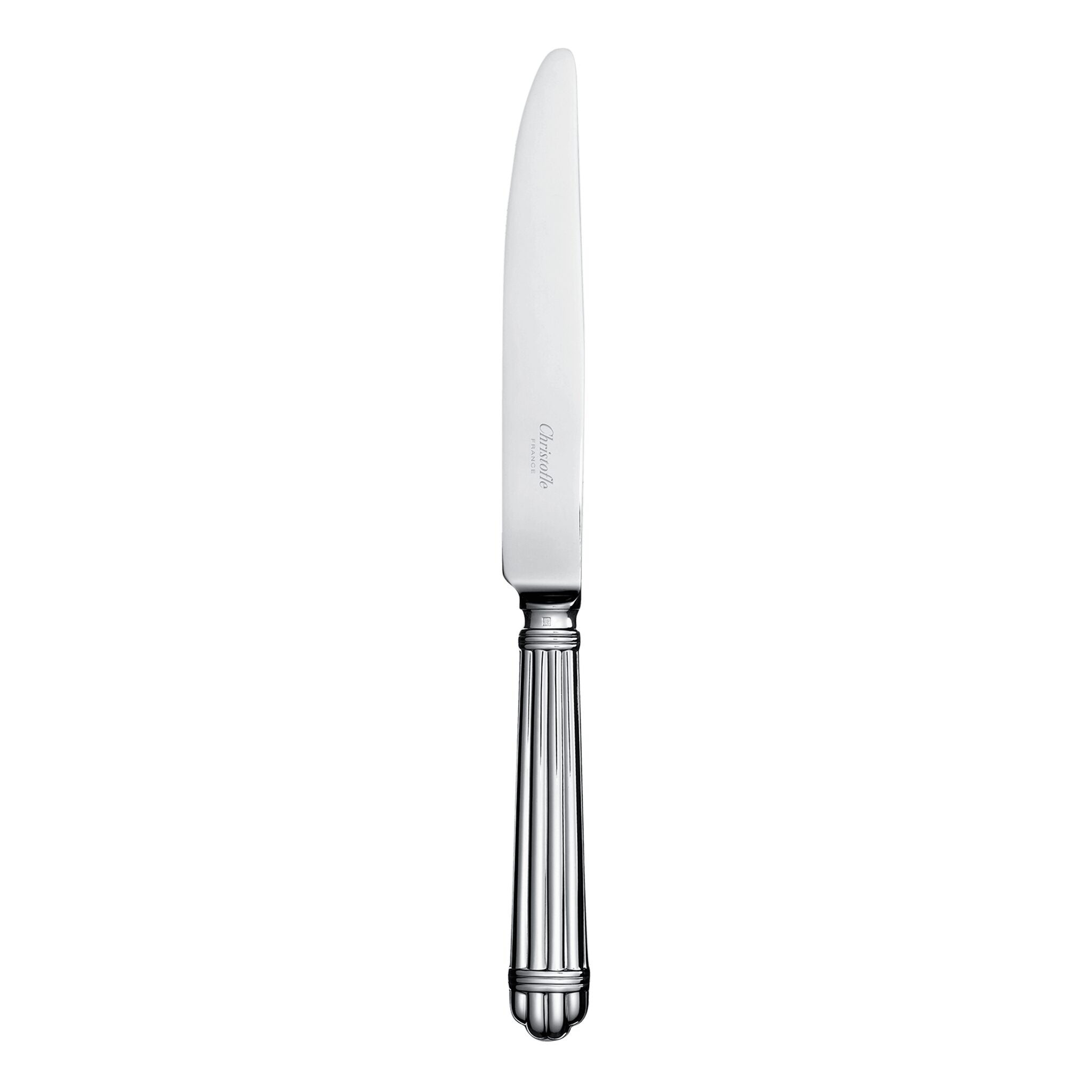 Christofle Aria Sterling Silver Dinner Knife in sterling silver on a white background