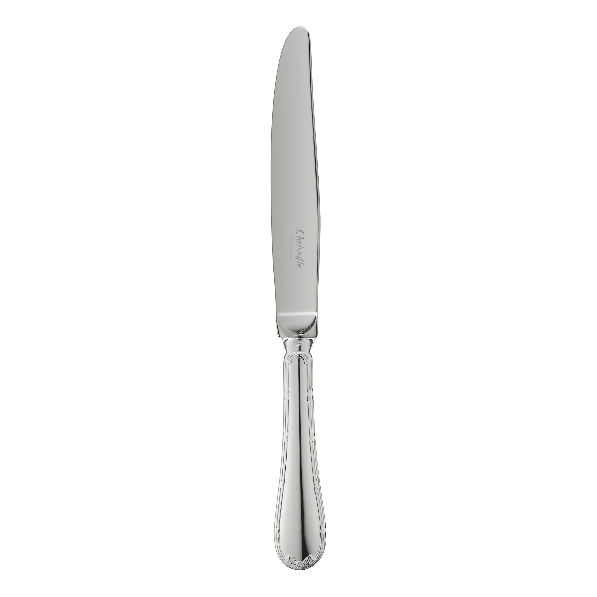 Christofle Rubans Silver-Plated Dinner Knife in silver-plate on a white background