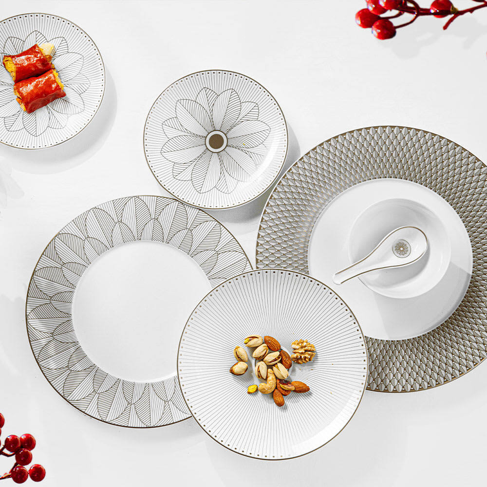 Christofle Malmaison Porcelain Dinner Plate Platinum Finish — additional view