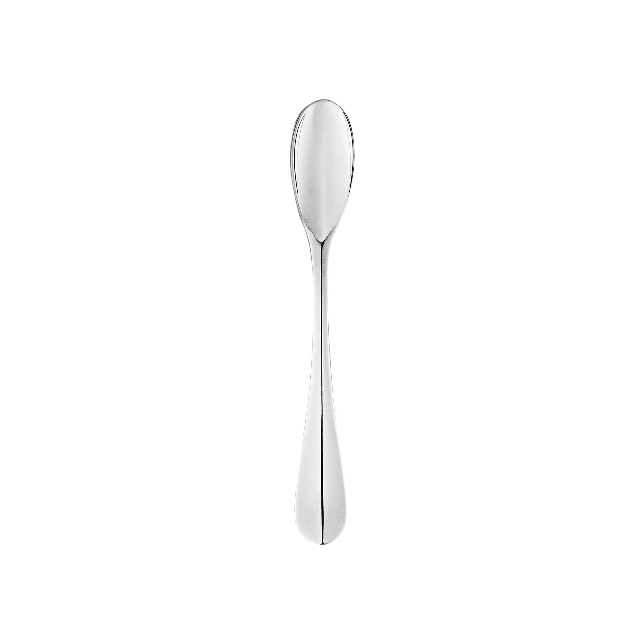 Christofle Origine Stainless Steel Espresso Spoon in stainless steel on a white background