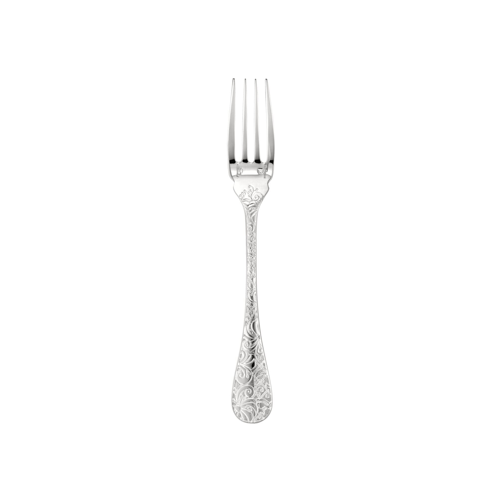 Christofle Jardin d'Eden Sterling Silver Fish Fork in sterling silver on a white background
