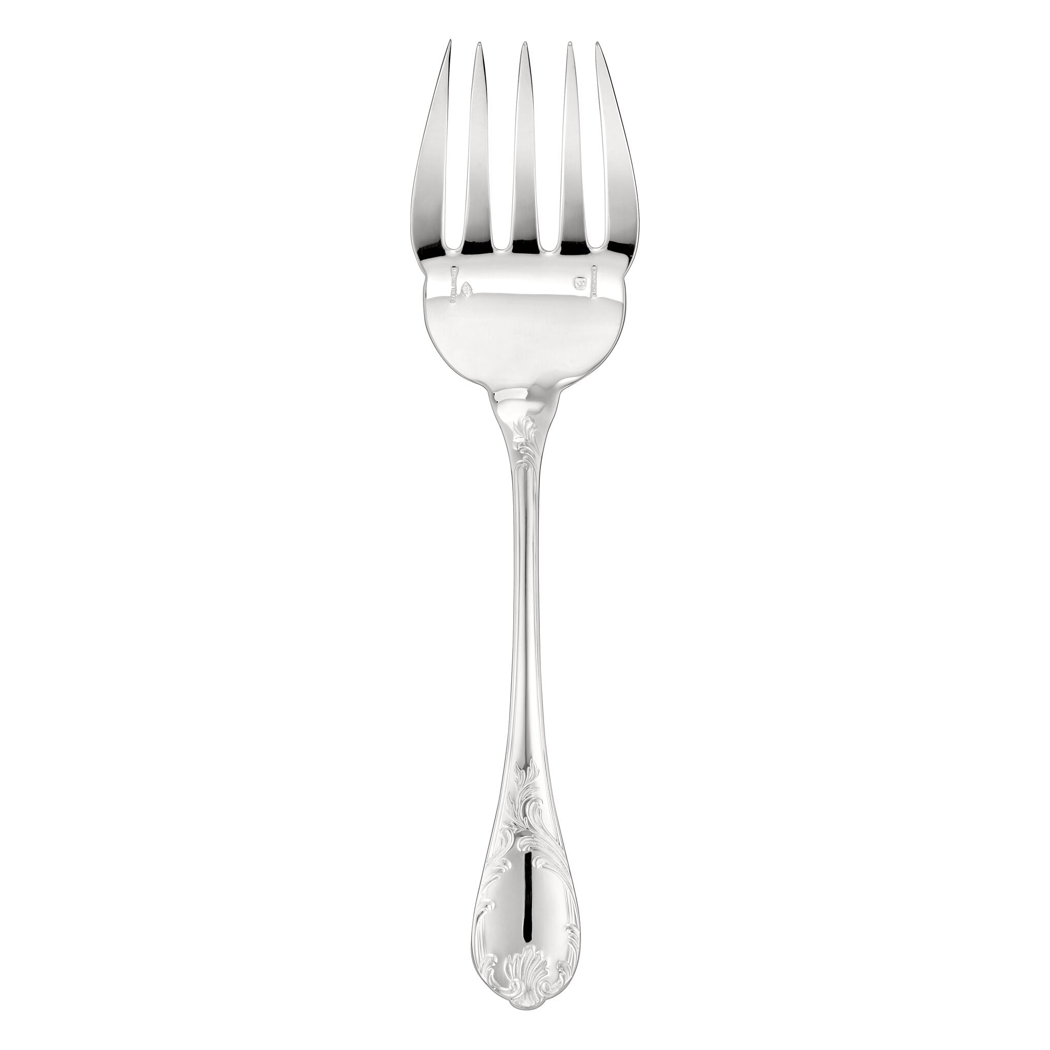 Christofle Marly Sterling Silver Fish Serving Fork in sterling silver on a white background