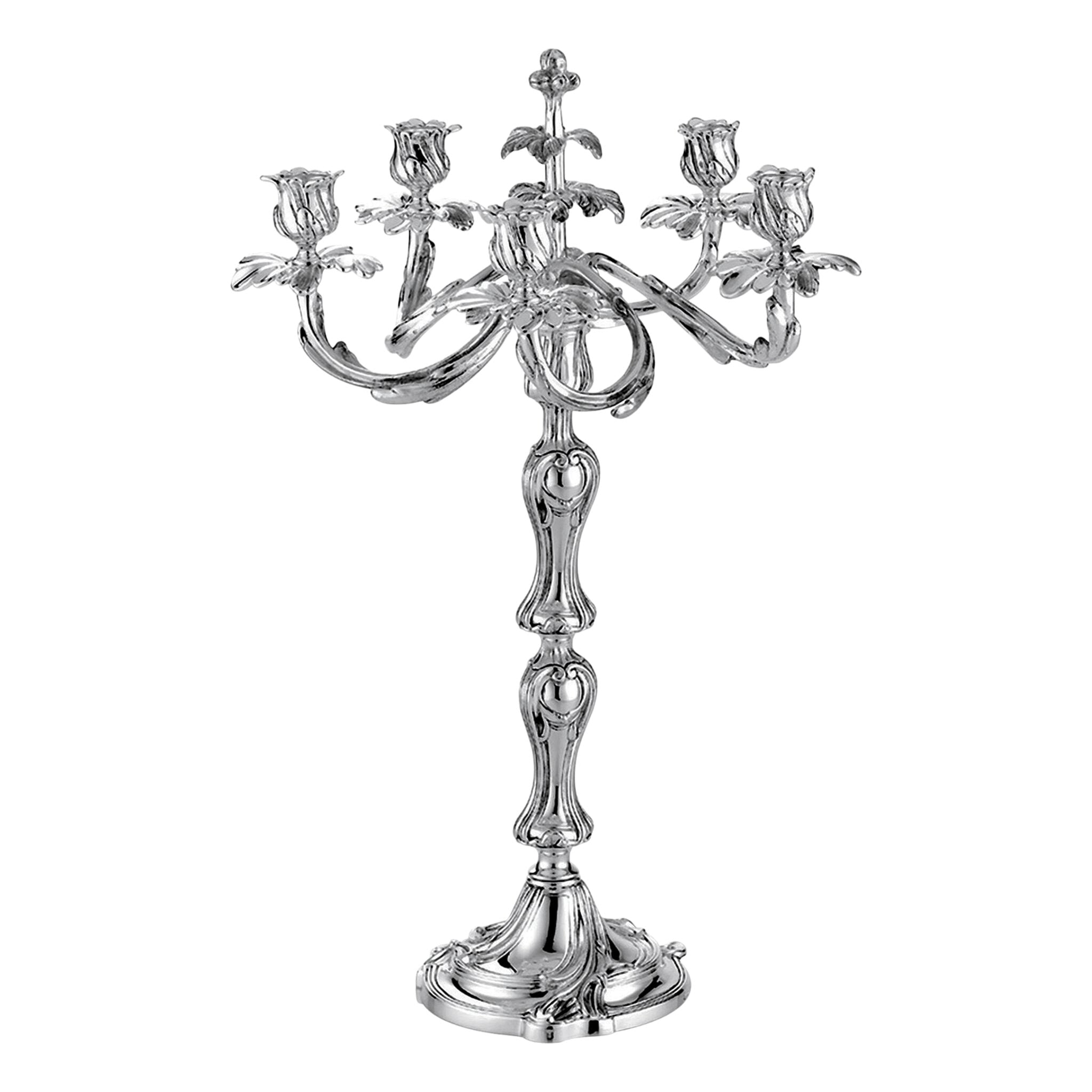 Christofle Silver-Plated Five Light Candelabra in silver-plate on a white background