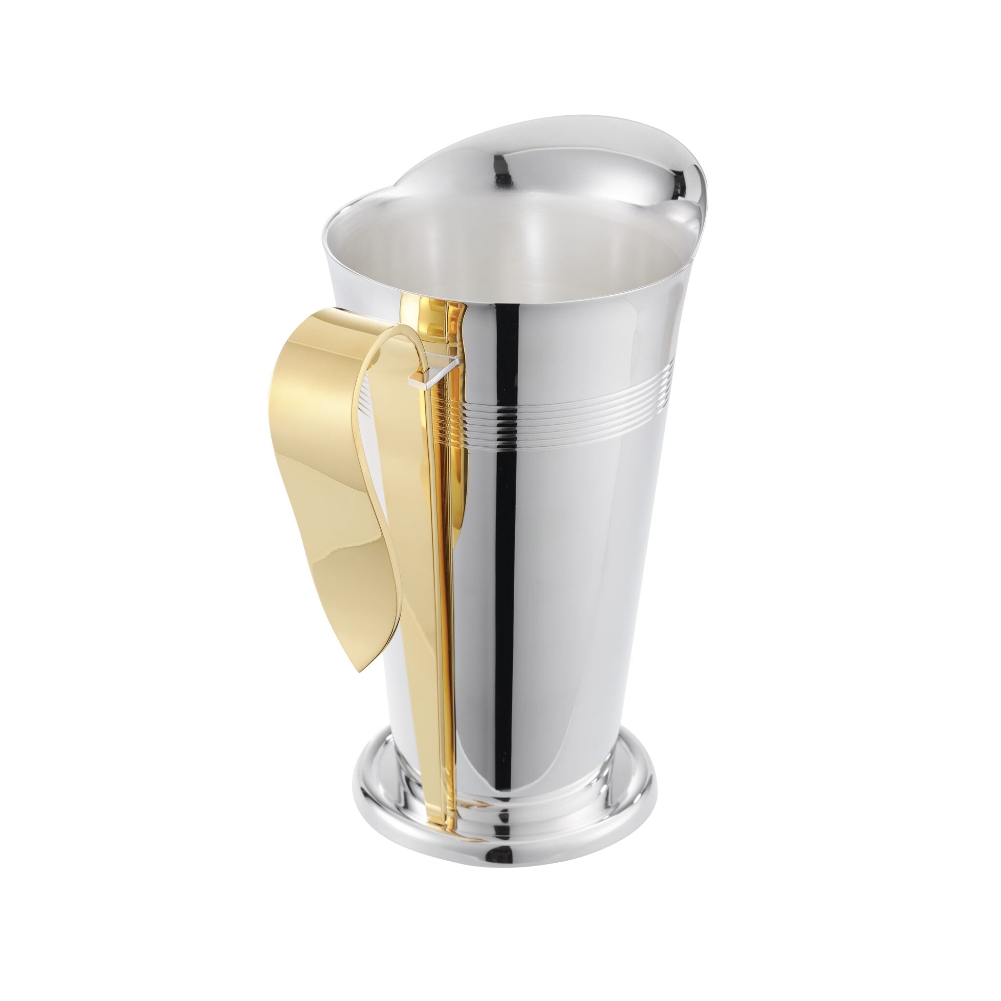 Christofle Fjerdingstad Silver-plated Water Pitcher with Gilded Handle in silver-plate on a white background