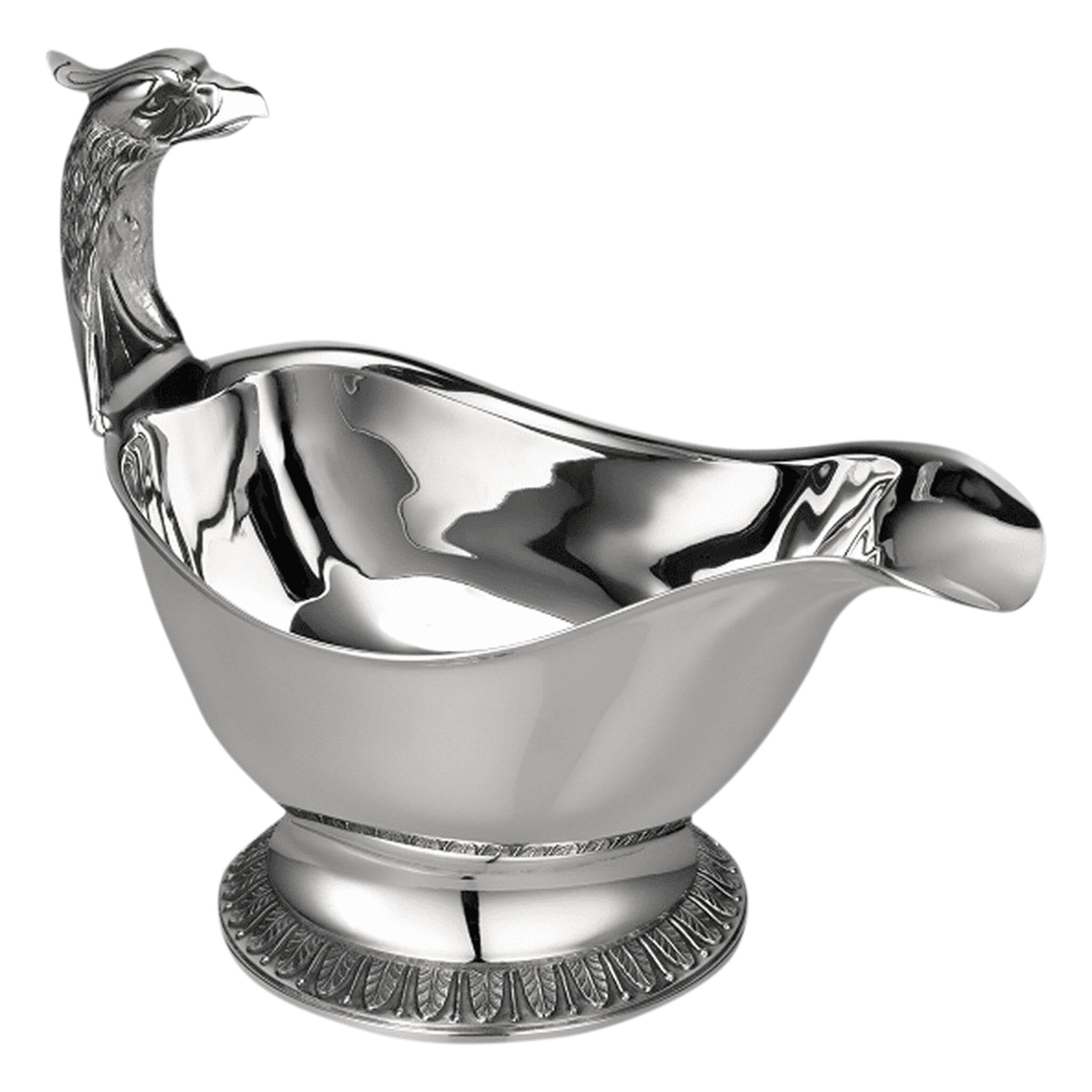 Christofle Malmaison Large Silver-Plated Gravy Boat in silver-plate on a white background