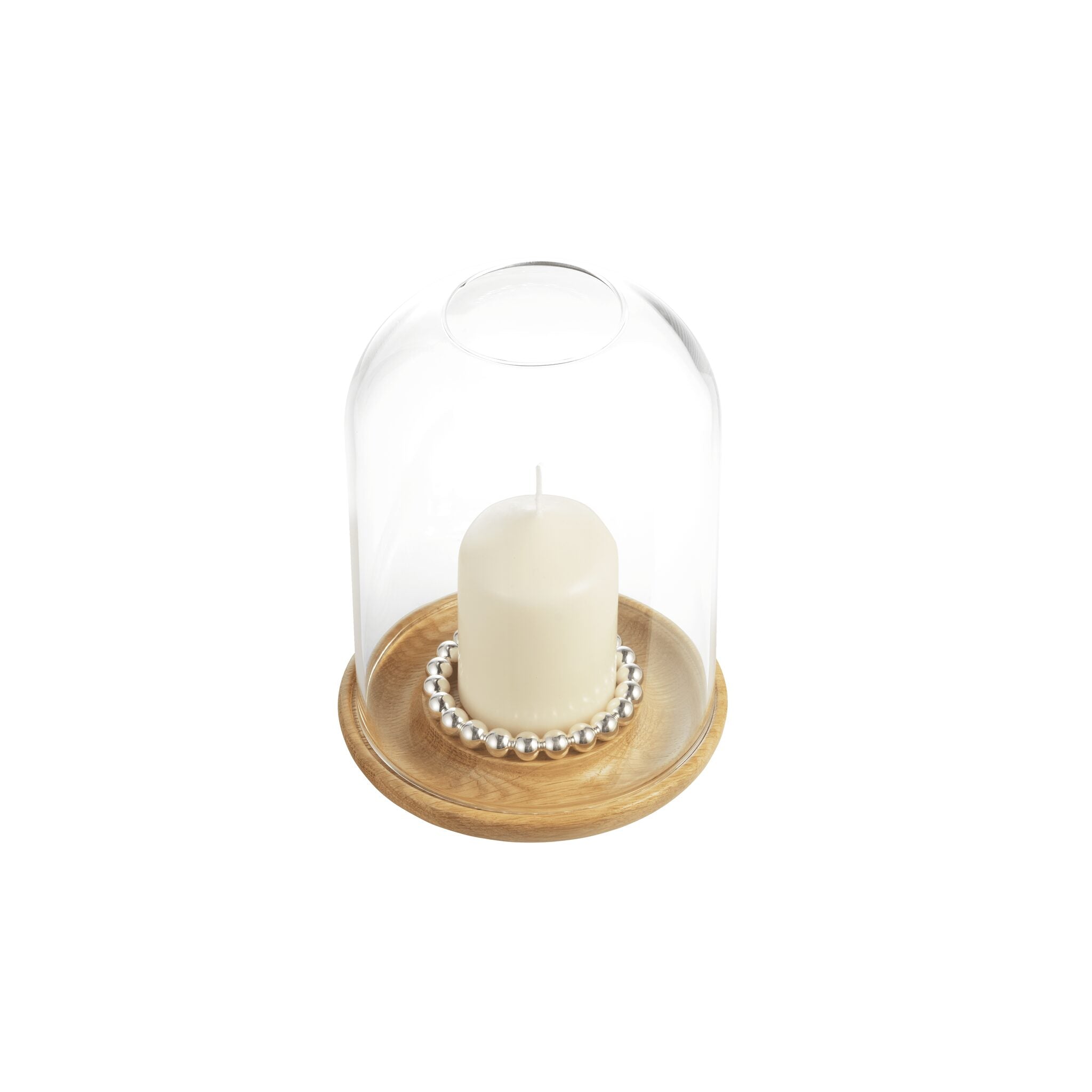 Christofle Perles Small Silver-Plated and Oak Hurricane — additional view