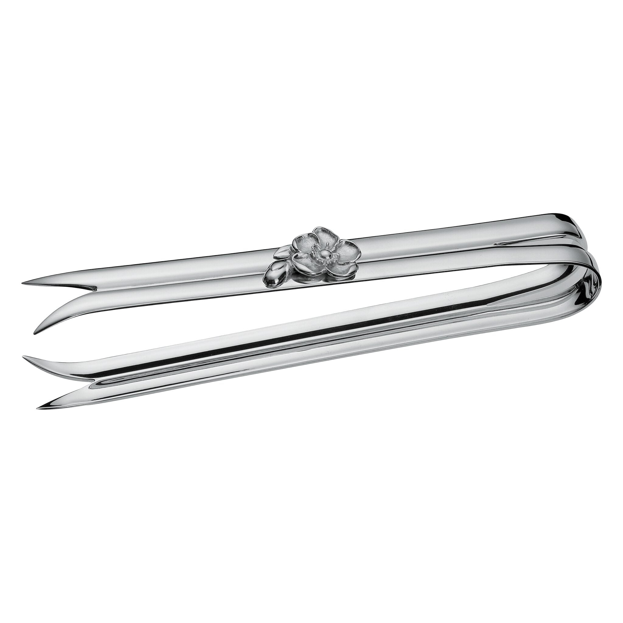 Christofle Anémone Silver-Plated Ice Tongs in silver-plate on a white background