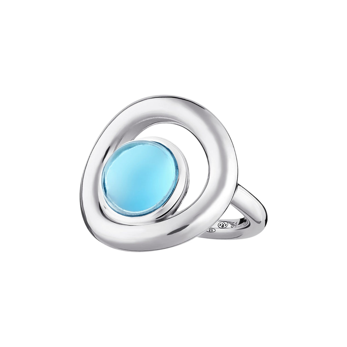 Christofle Idole de Christofle Cabochon Sterling Silver Ring with Topaz on a white background