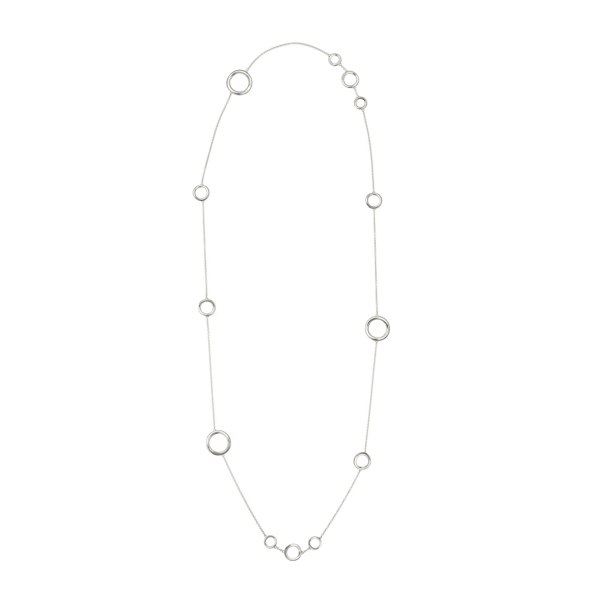 Christofle Idole de Christofle Sterling Silver Multi-Ring Layering Necklace on a white background