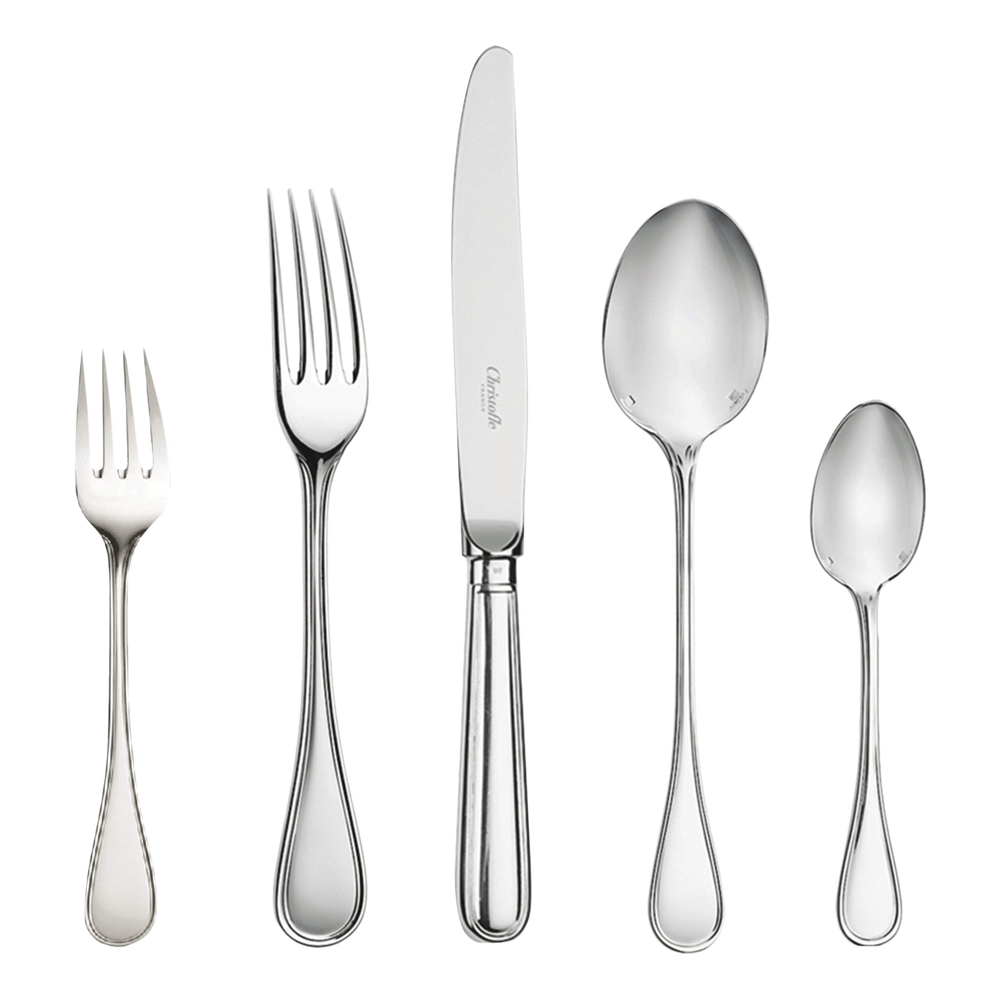 Christofle Albi Silver-Plated 5-Piece Flatware Set in silver-plate on a white background