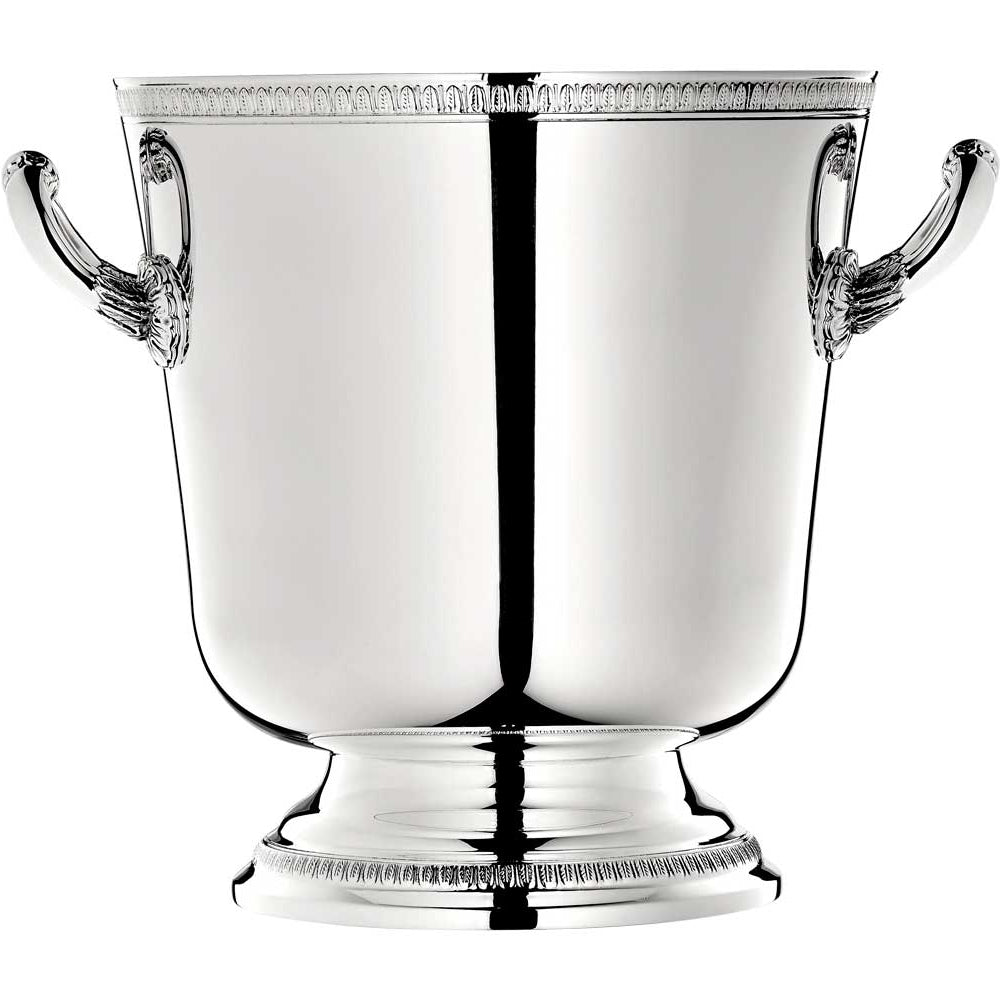 christofle malmaison silver-plated ice bucket with pedestal and handles on two sides