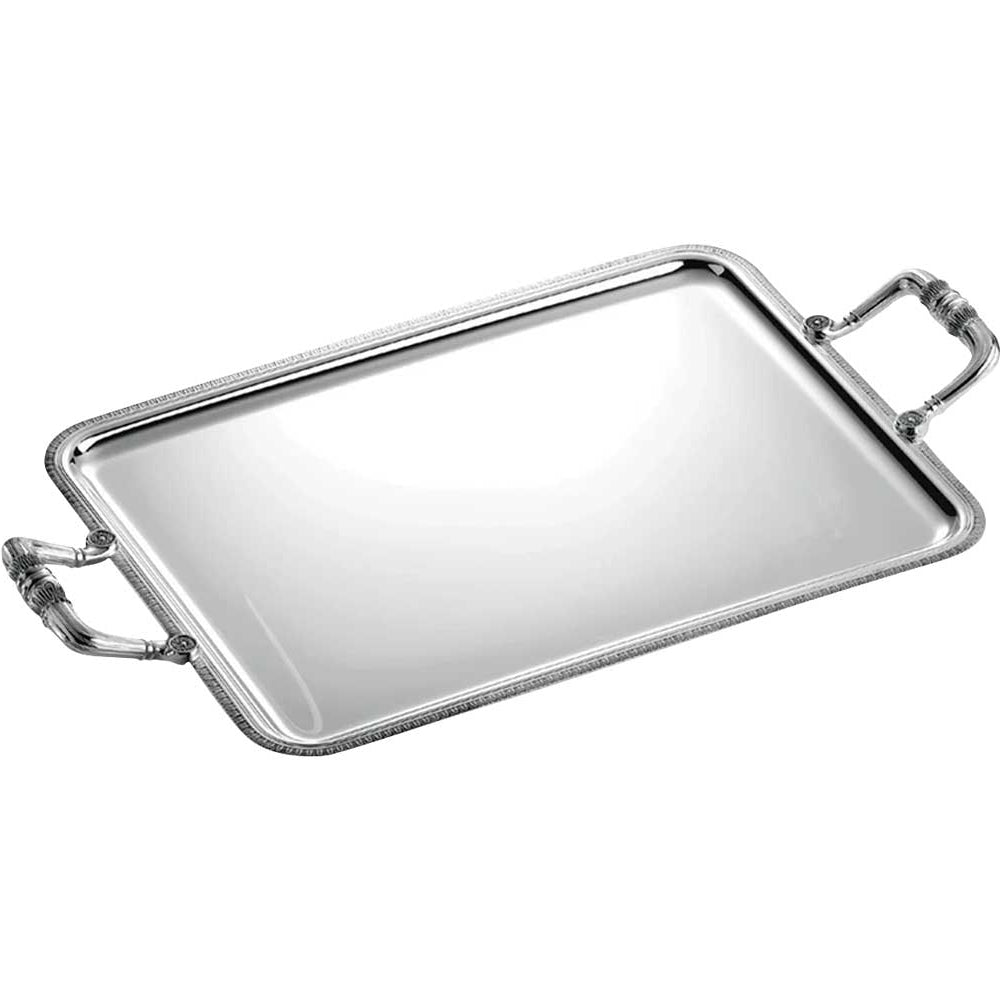 christofle malmaison silver-plated rectangular tray with handles on two ends