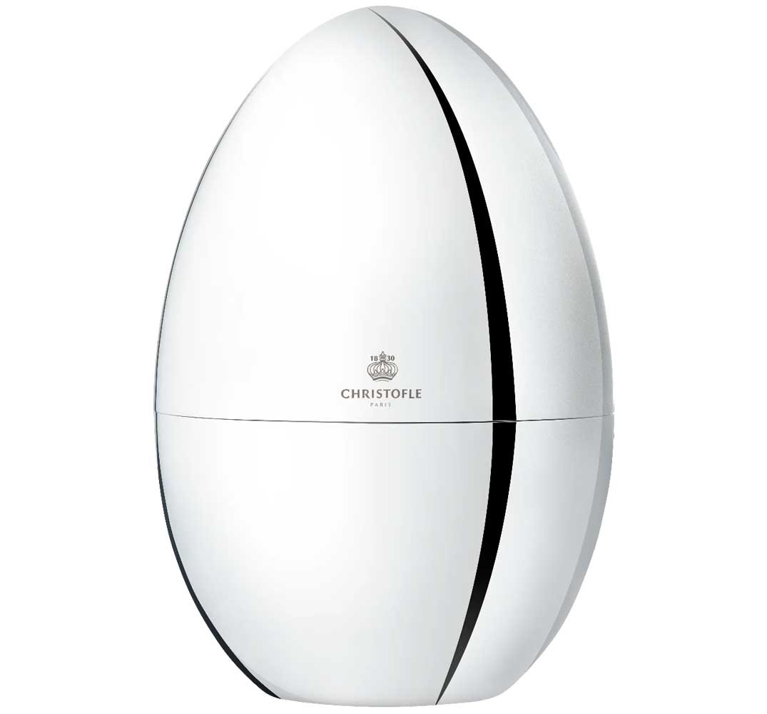 Christofle Mood silver-plated egg-shaped flatware case