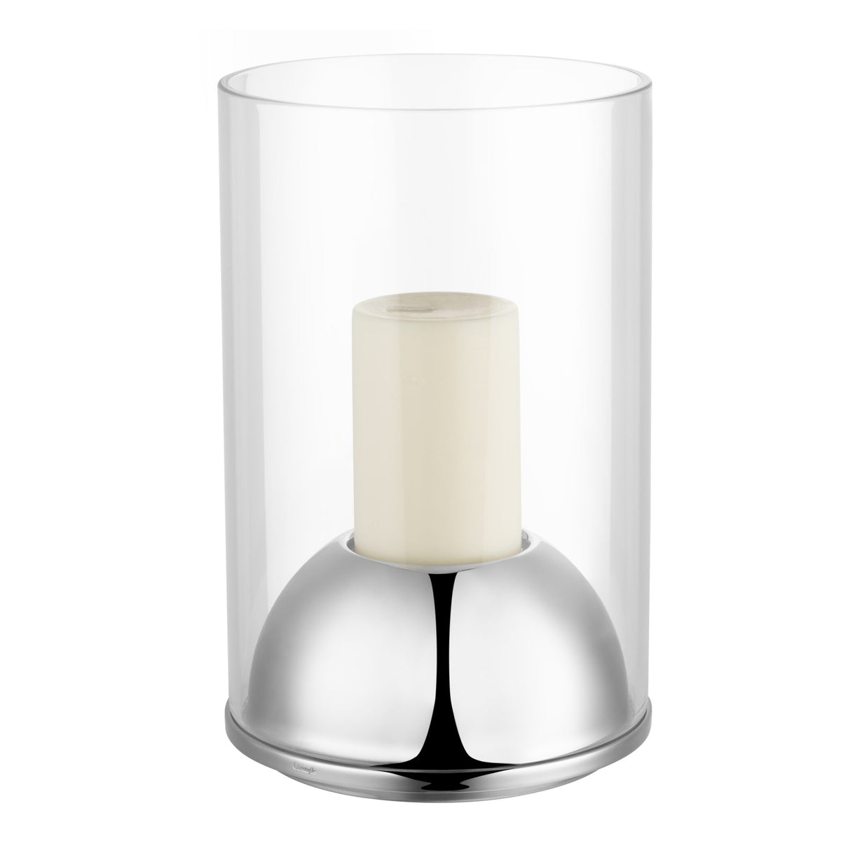 Christofle Oh de Christofle Large Stainless Steel & Glass Hurricane, view 3