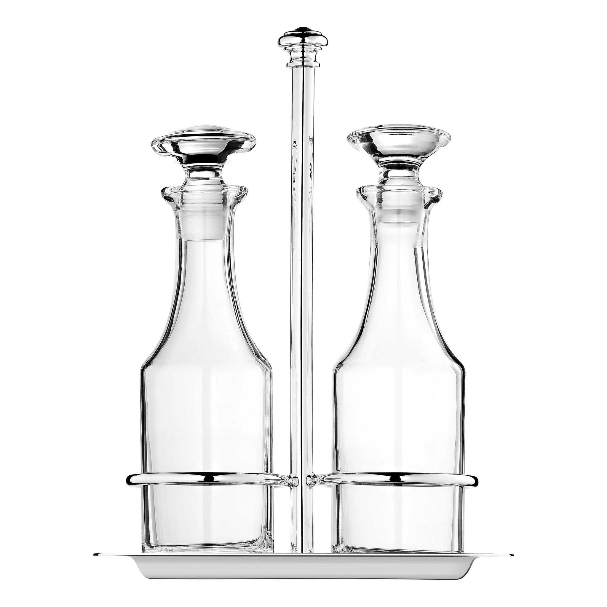 Christofle Albi Silver-Plated Oil and Vinegar Cruet Set in silver-plate on a white background