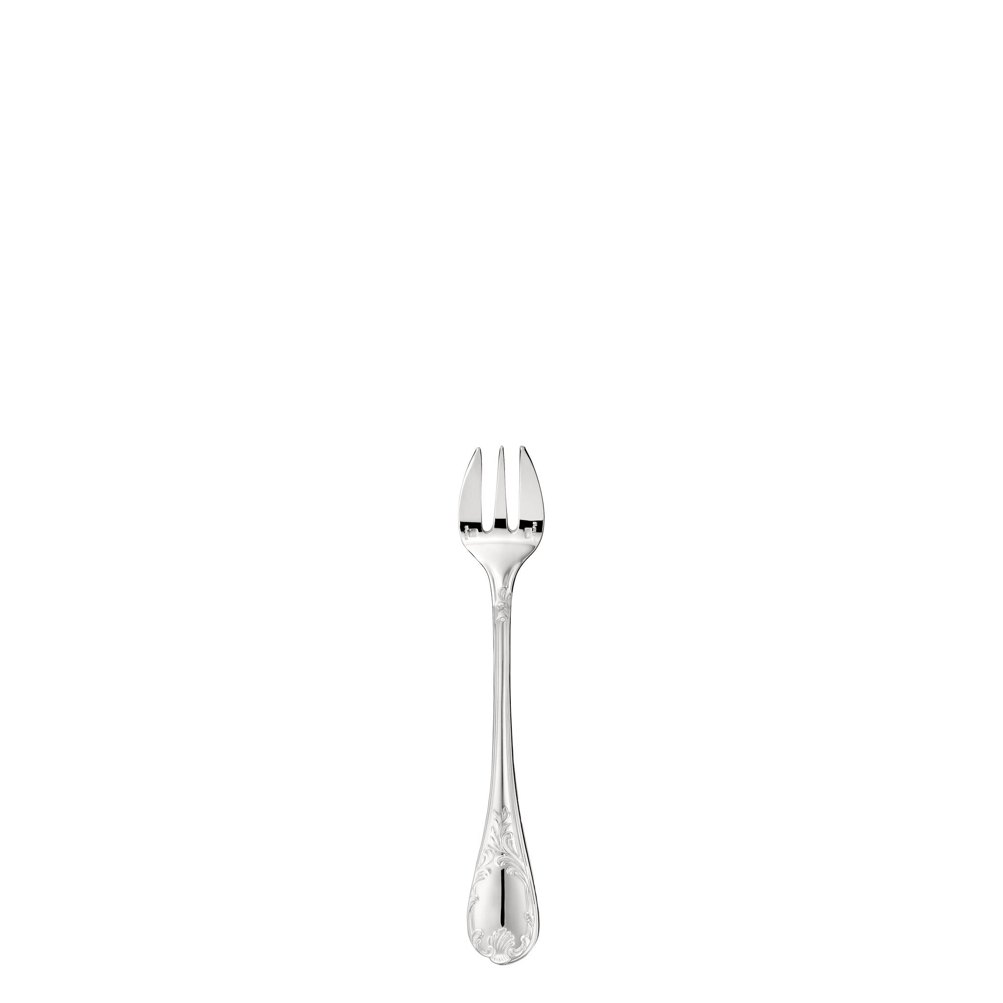 Christofle Marly Silver Plated Oyster Fork in silver-plate on a white background