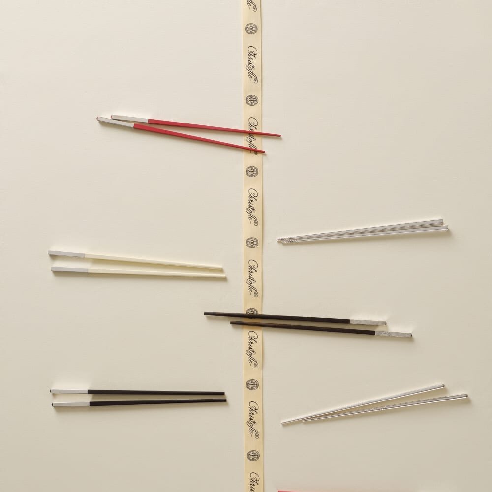 Christofle Silver-Plated White Chinese Chopsticks in silver-plate on a white background