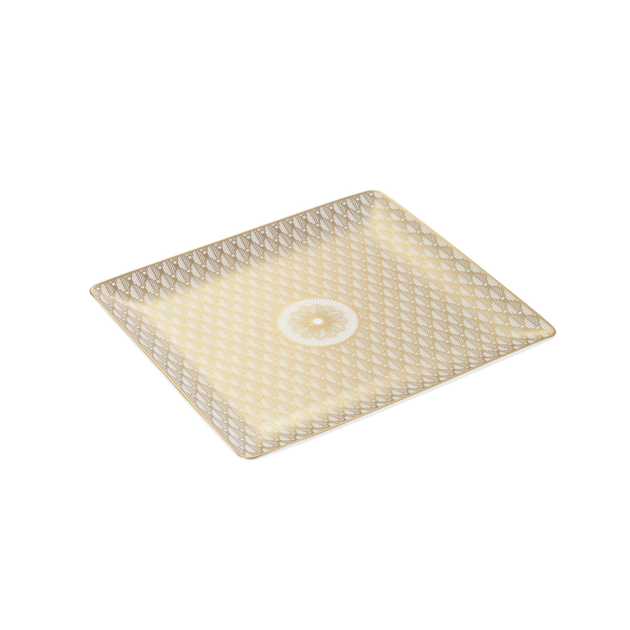 Christofle Malmaison Gold Finish Porcelain Rectangular Tray - 6.7 X 6 in — additional view