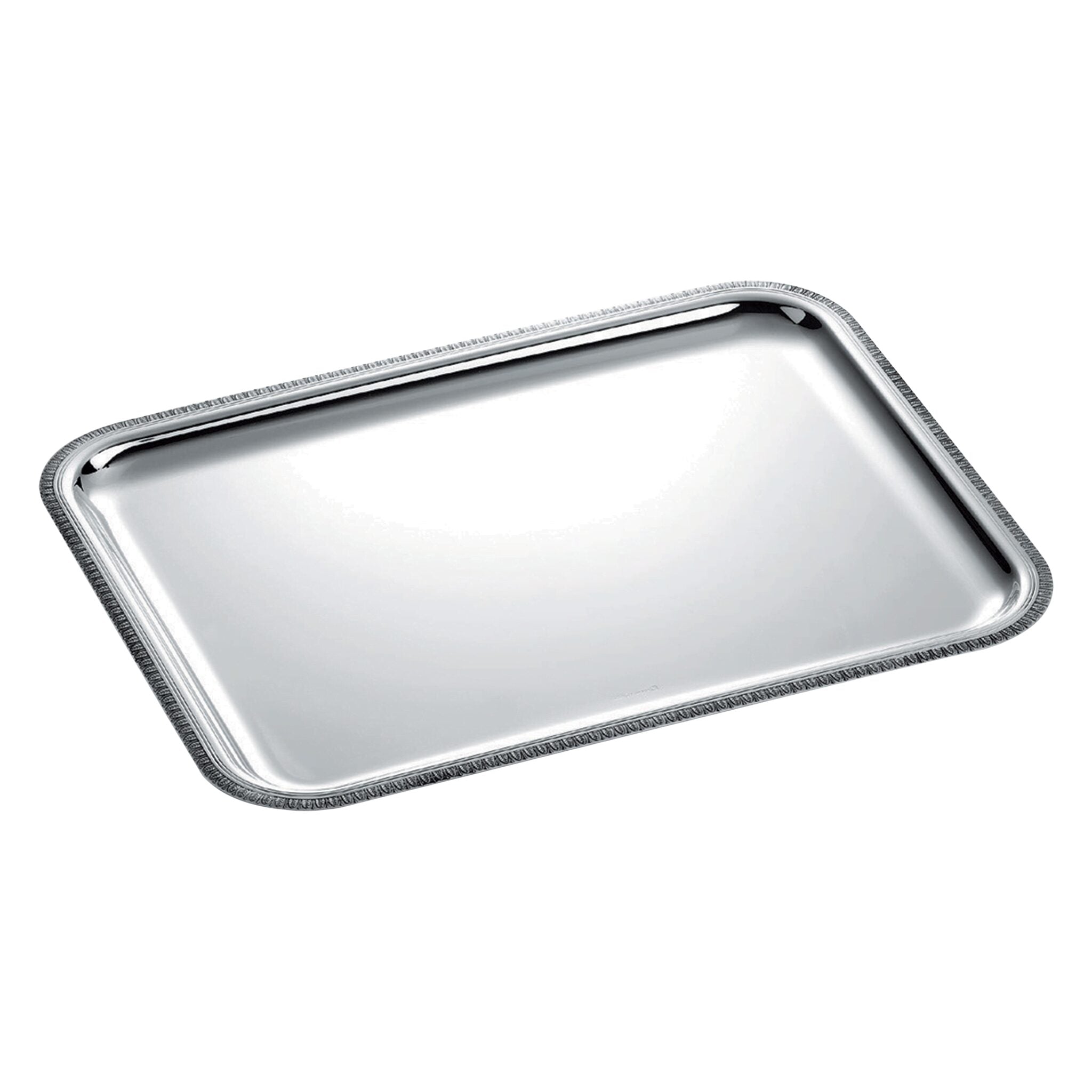 Christofle Malmaison Silver-Plated Rectangular Tray 14 X 11 in in silver-plate on a white background