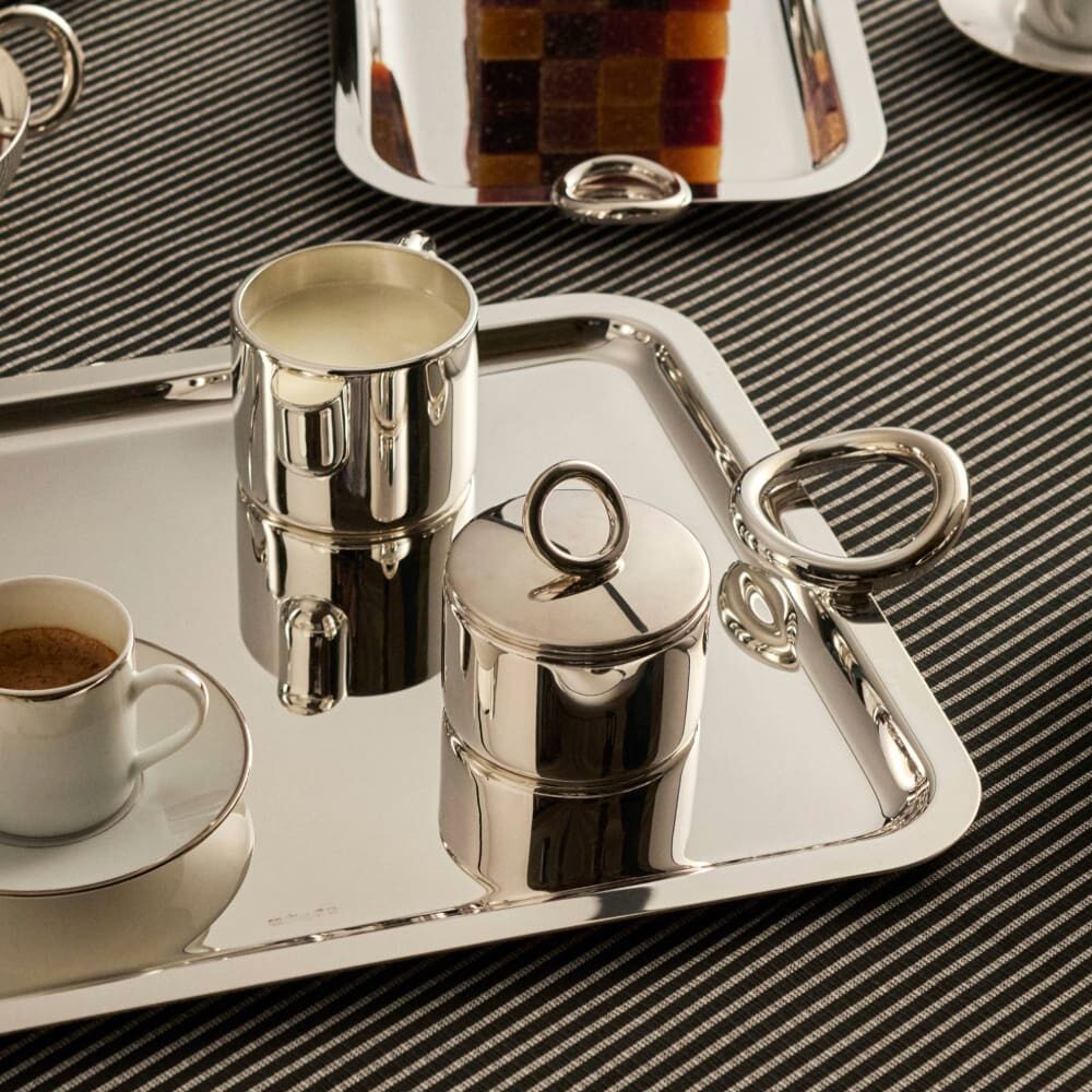 Christofle Vertigo Large Silver-Plated Tray - 21 X 16.5 in in silver-plate on a white background