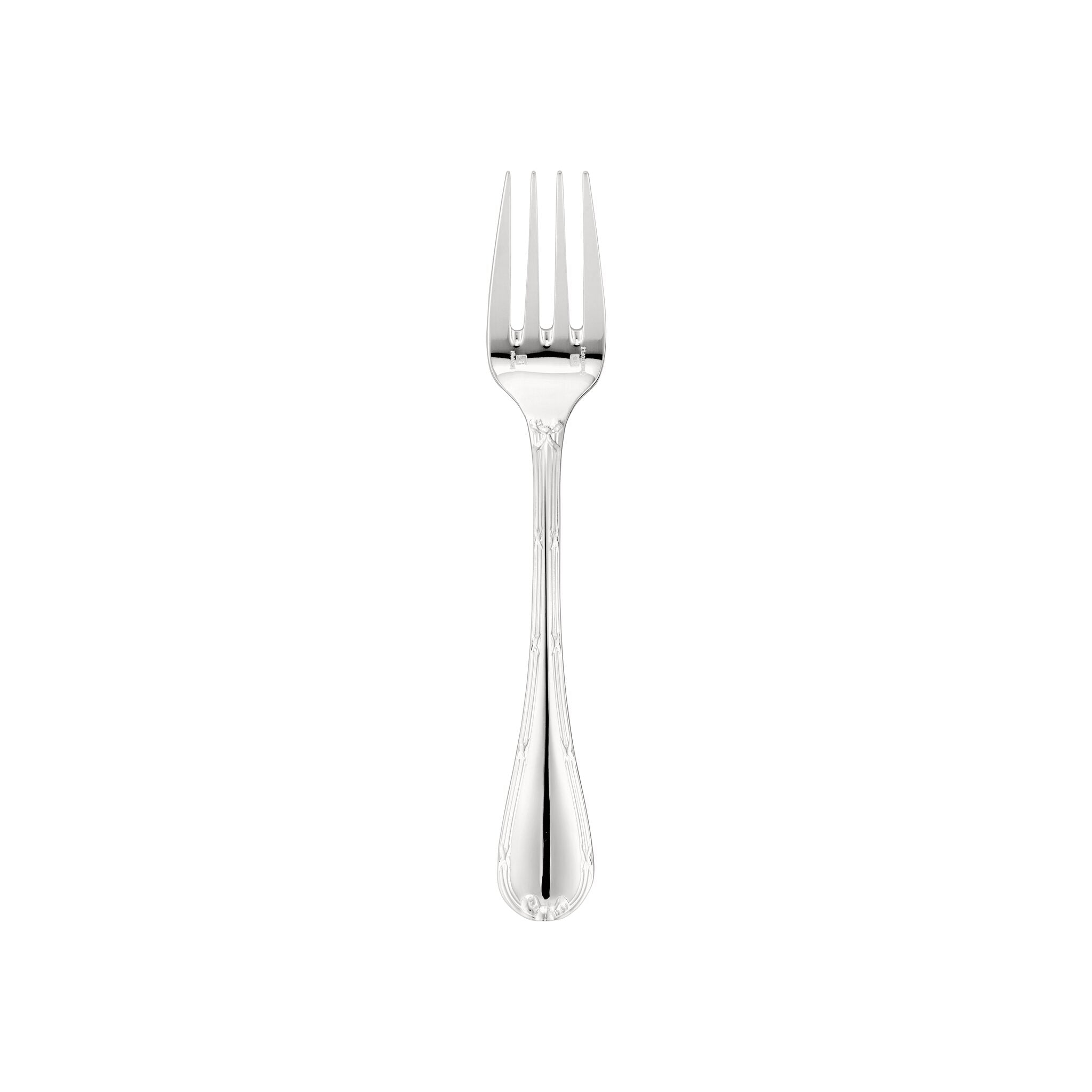 Christofle Rubans Silver-Plated Cake Fork in silver-plate on a white background