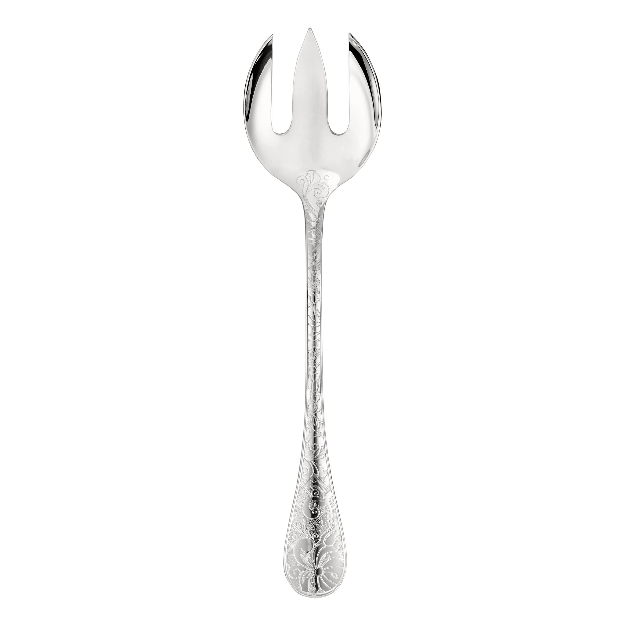 Christofle Jardin d'Eden Silver-Plated Salad Serving Fork in silver-plate on a white background