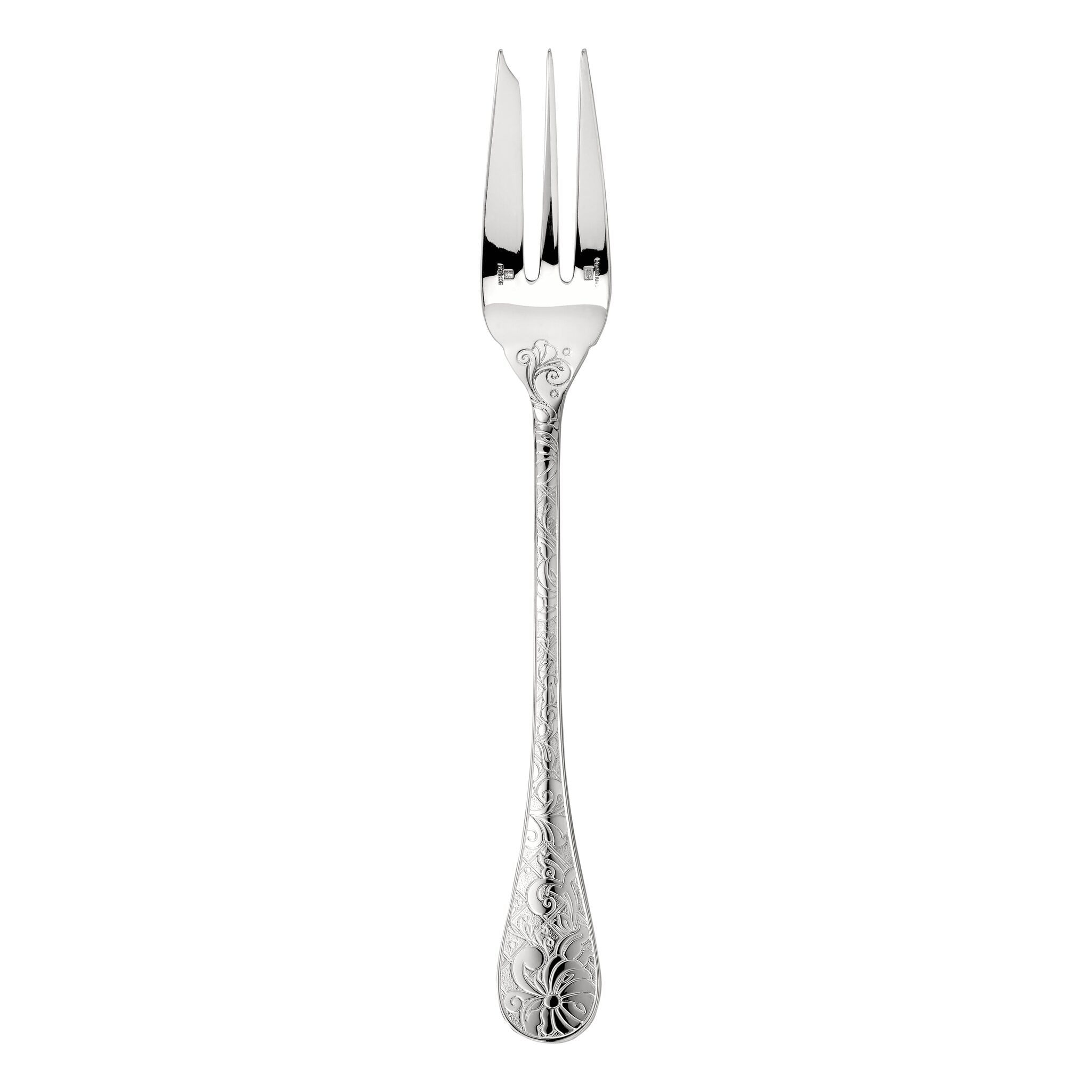 Christofle Jardin d'Eden Silver-Plated Serving Fork in silver-plate on a white background