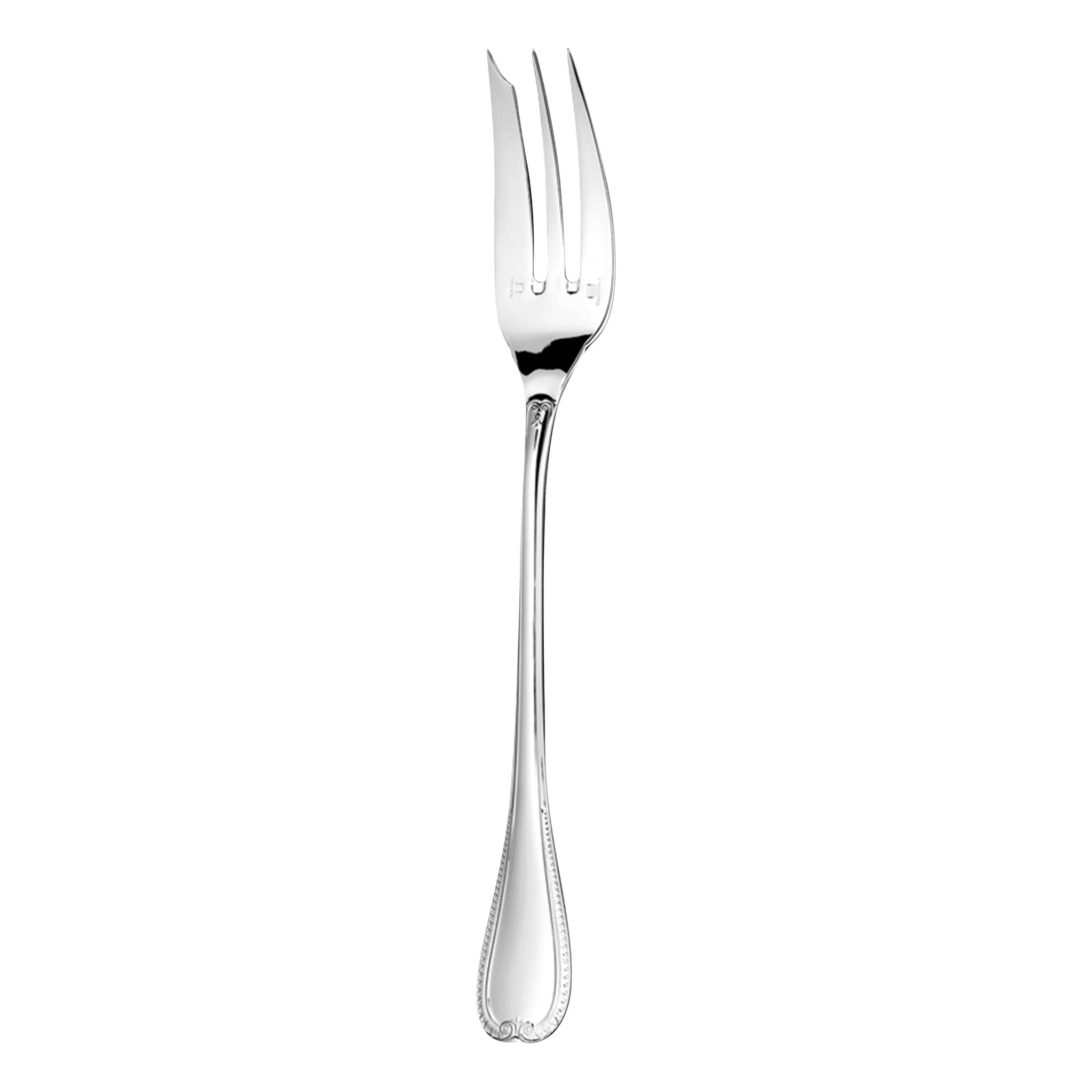 Christofle Malmaison Sterling Silver Serving Fork in sterling silver on a white background