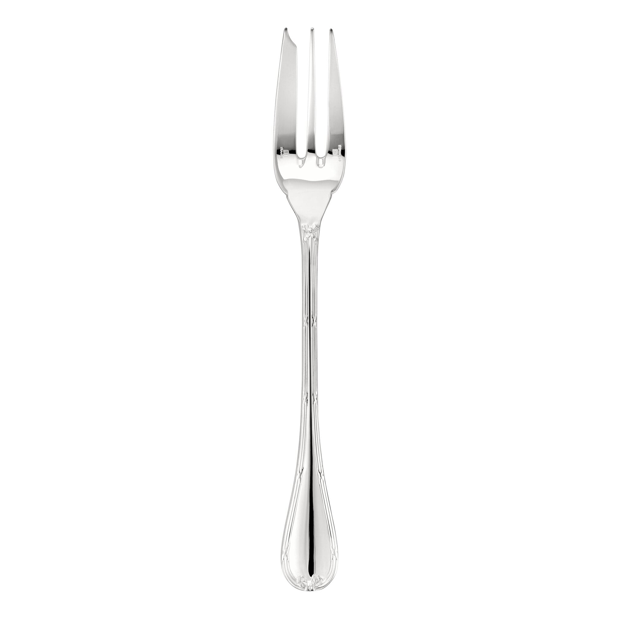 Christofle Rubans Silver-Plated Salad Serving Fork in silver-plate on a white background