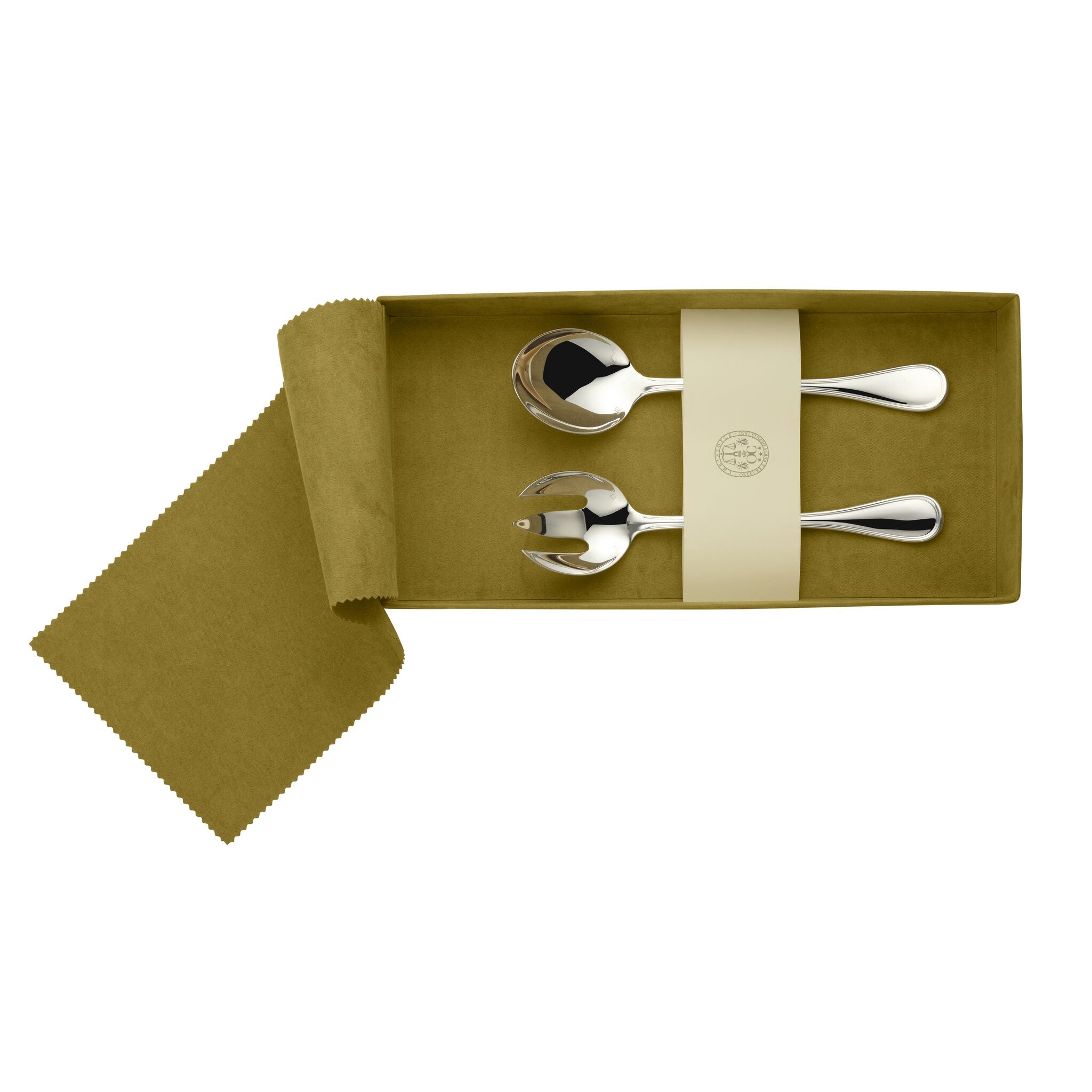Christofle Albi Silver-Plated Salad Serving Piece Set in silver-plate on a white background