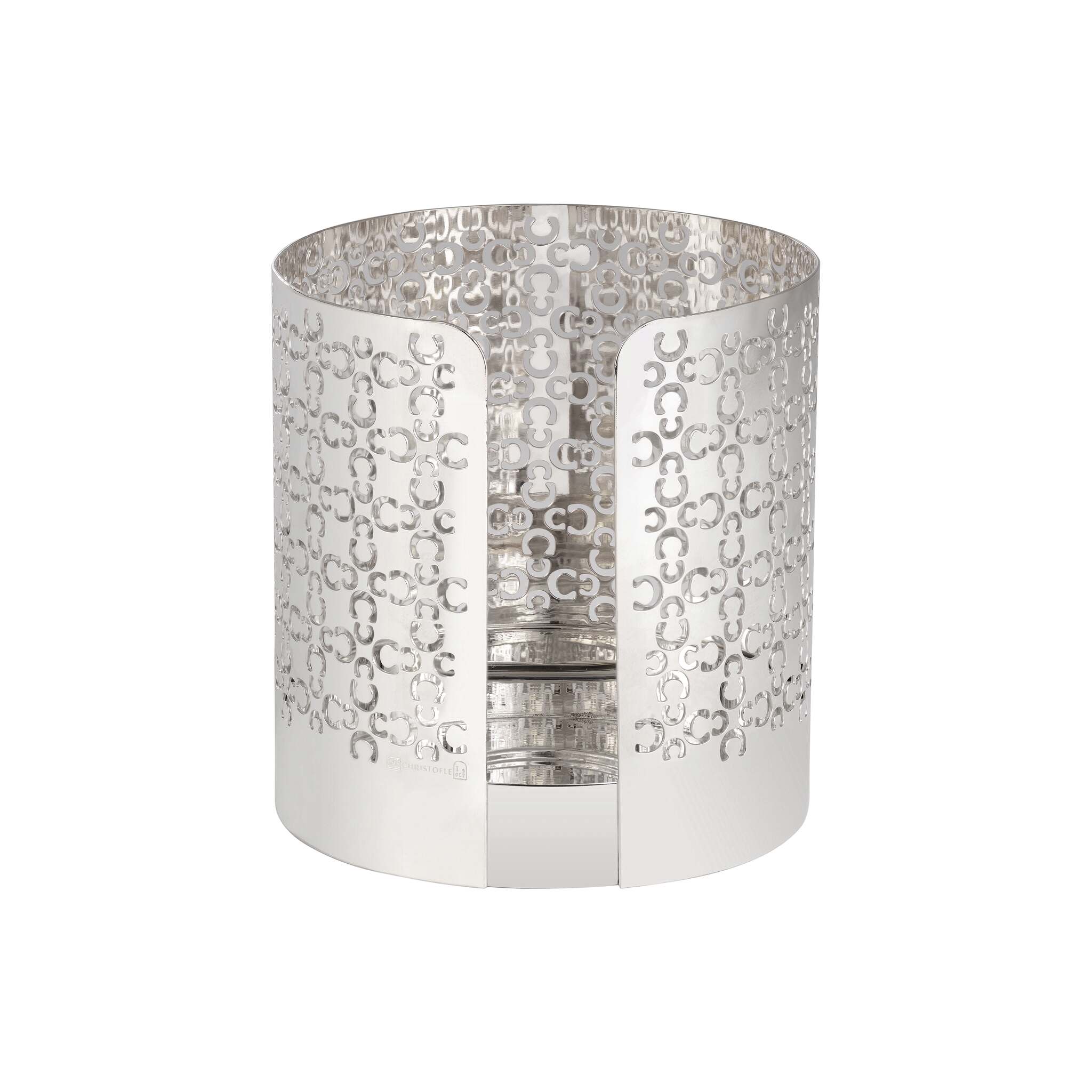 Christofle Iconik Silver-Plated Hurricane, Small in silver-plate on a white background