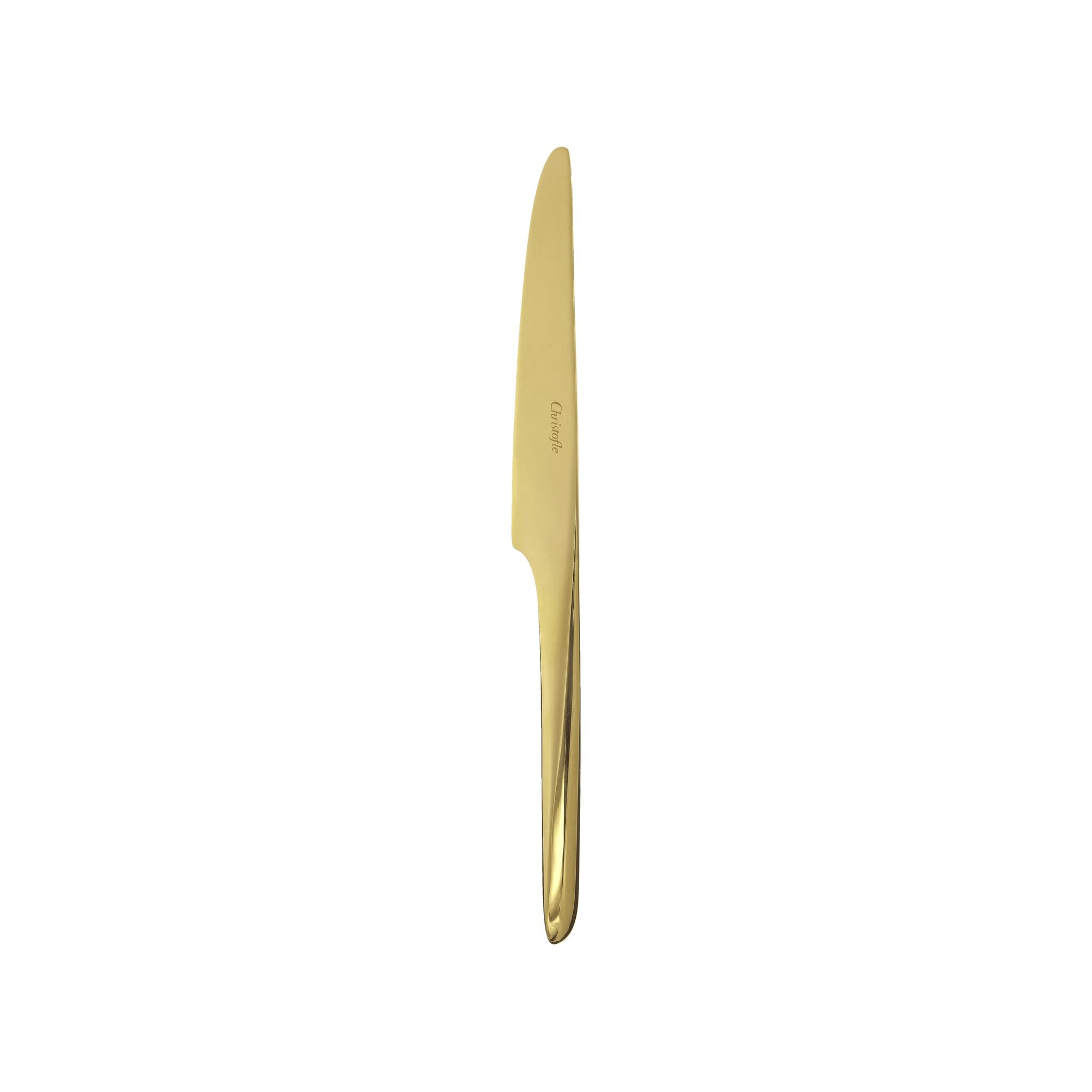 Christofle L'Ame de Christofle Stainless Steel Dessert Knife - Gold Colour in stainless steel on a white background