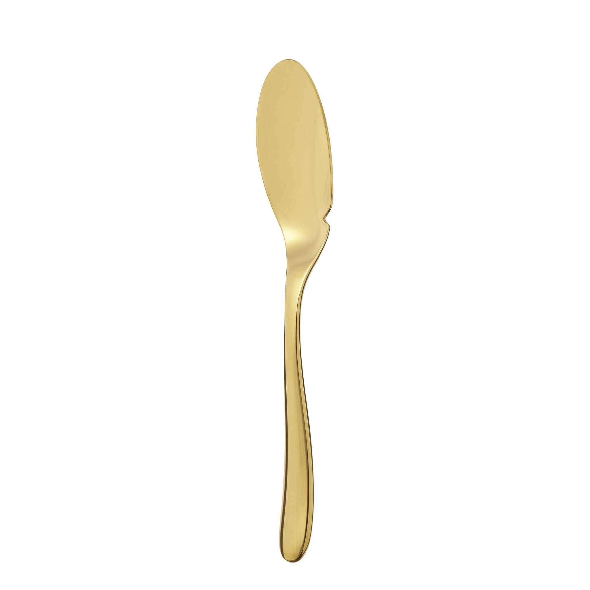 Christofle L'Ame de Christofle Stainless Steel Fish Knife - Gold Colour in stainless steel on a white background