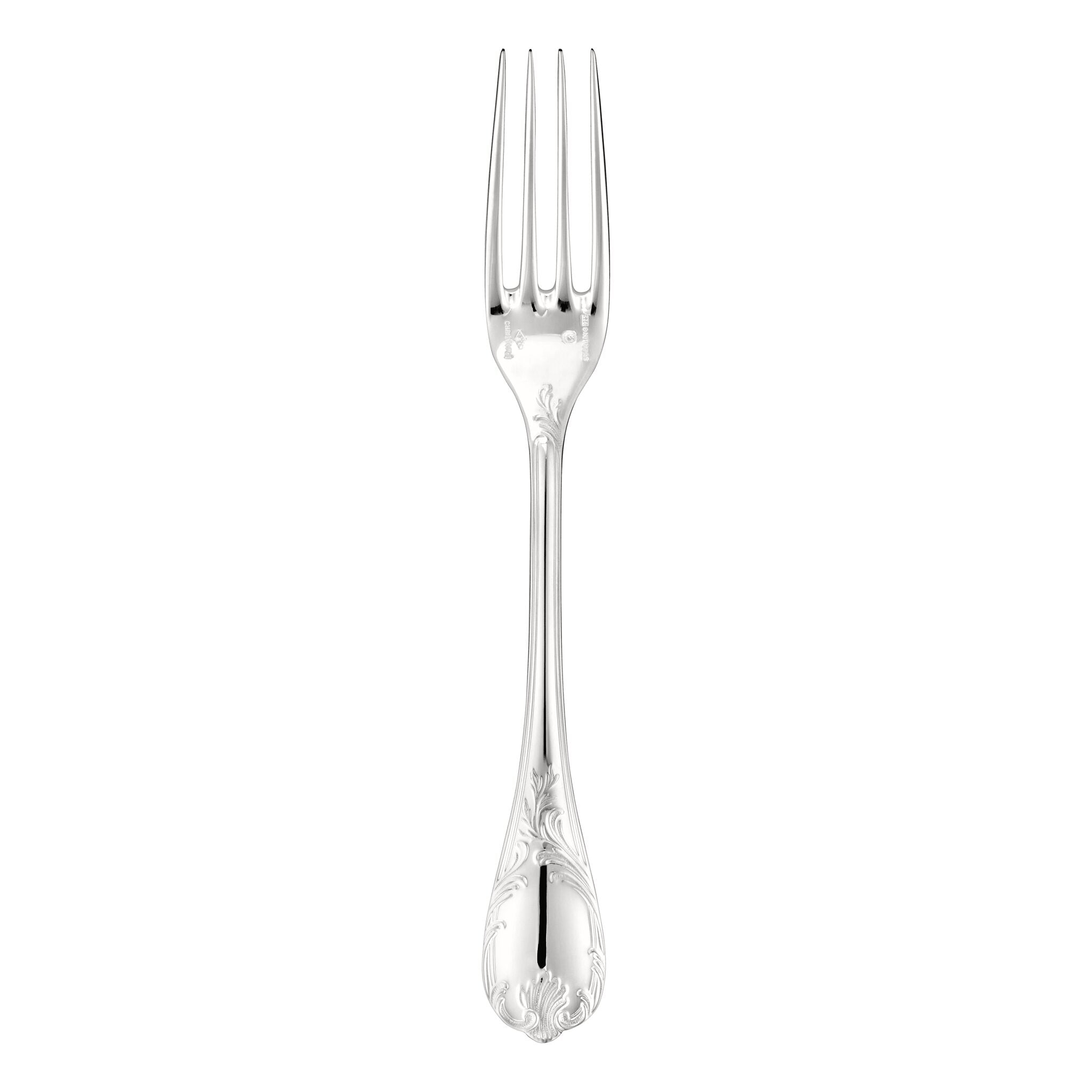 Christofle Marly Sterling Silver Luncheon Fork in sterling silver on a white background