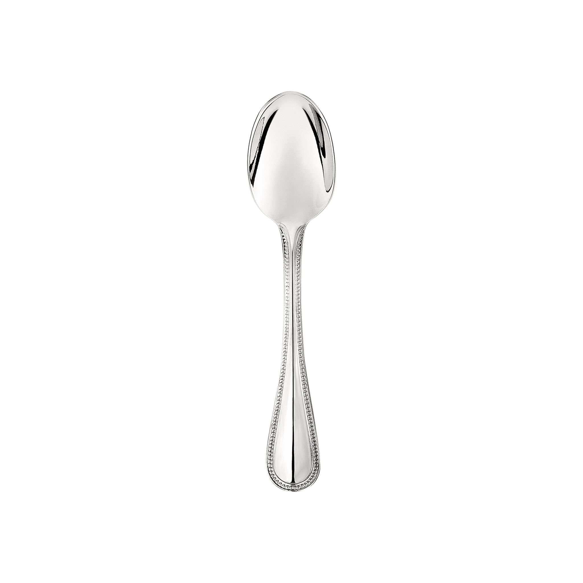 Christofle Stainless Steel Espresso Spoon in stainless steel on a white background