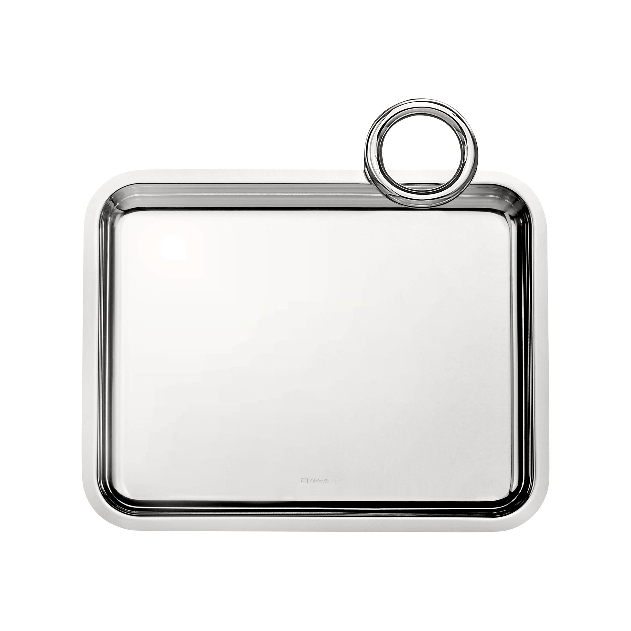 Christofle Vertigo Silver-Plated Single-Handle Tray 8 X 6 in in silver-plate on a white background