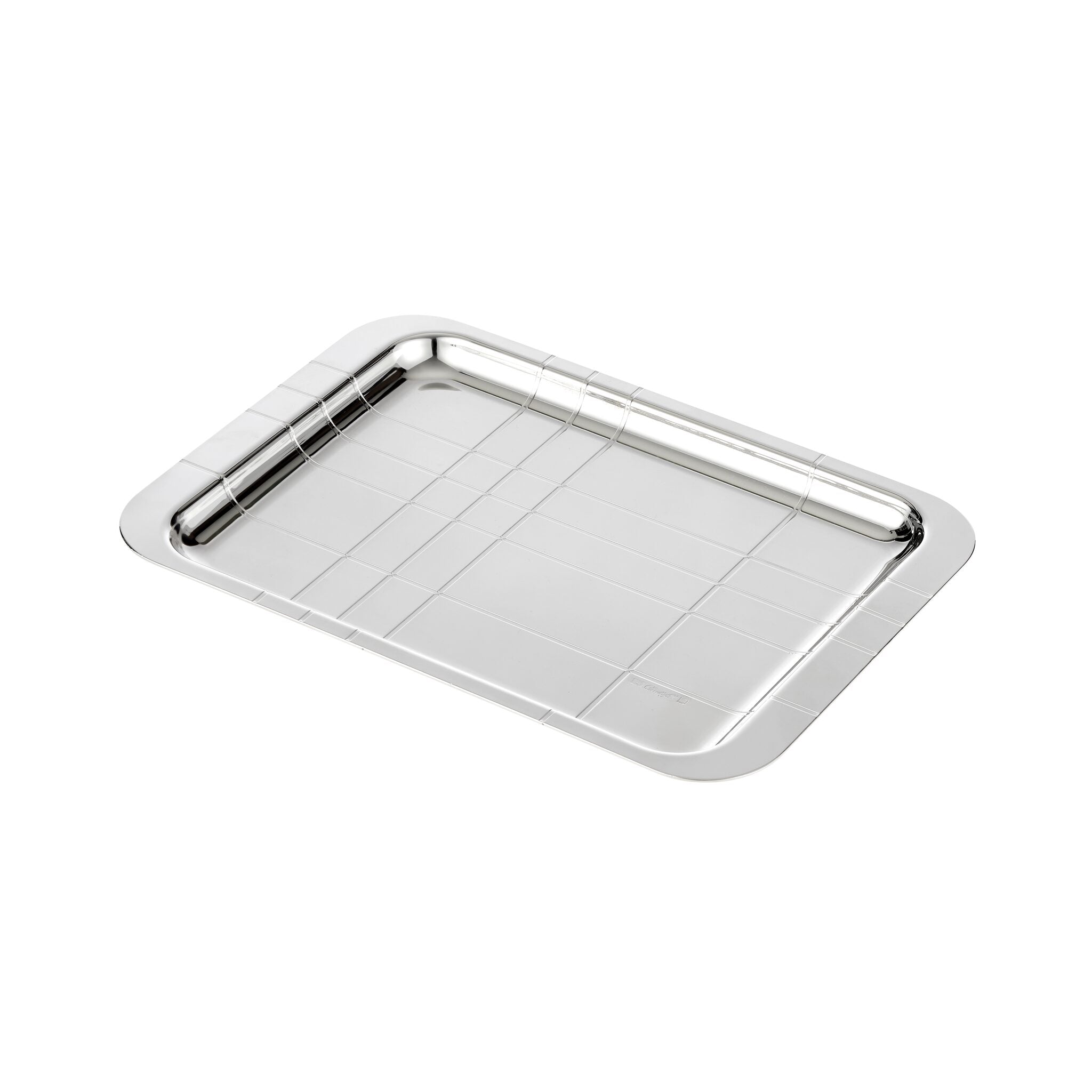Christofle Graphik Silver-Plated Rectangular Tray - 8 X 6 in in silver-plate on a white background