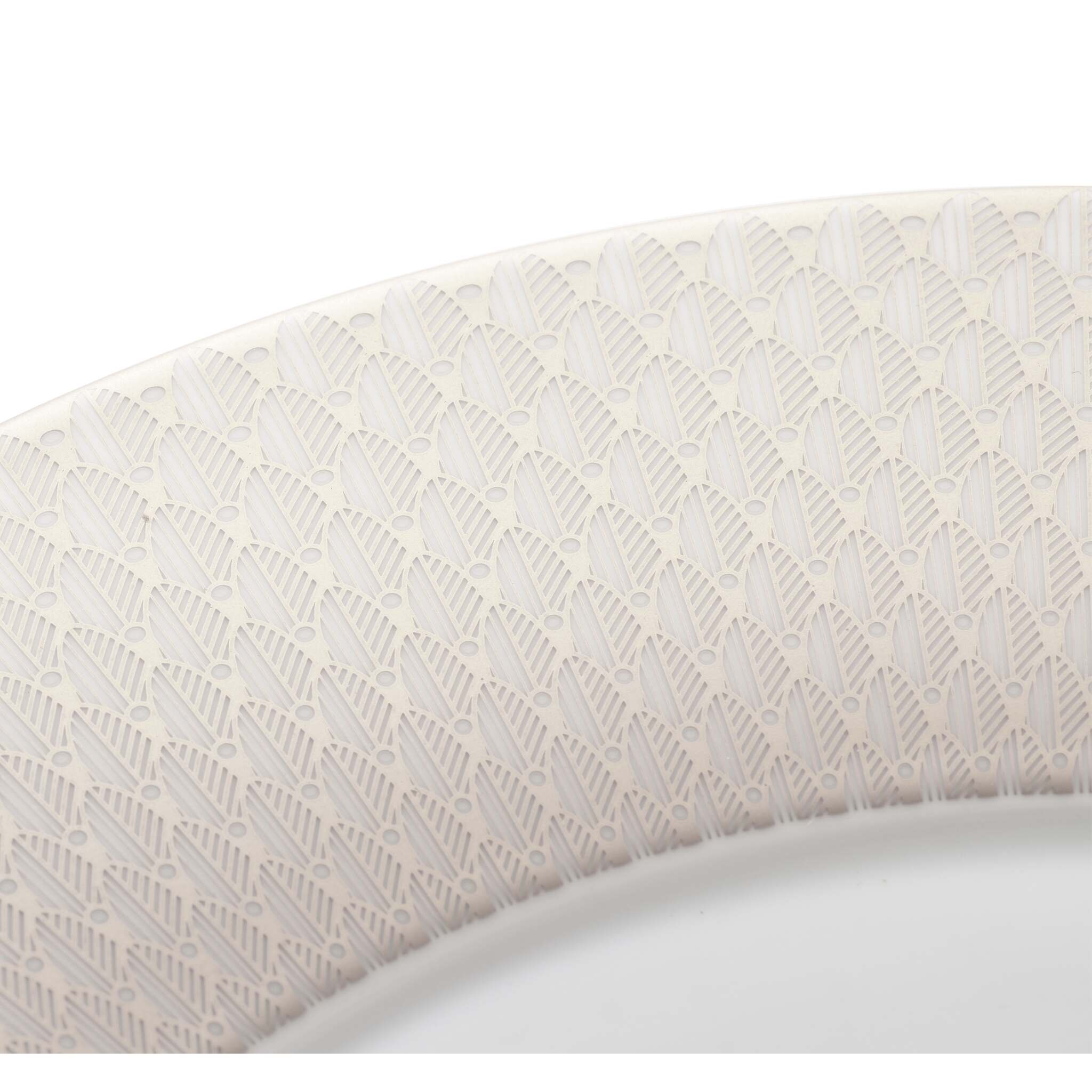 Christofle Malmaison Porcelain Underplate Platinum Finish in porcelain on a white background