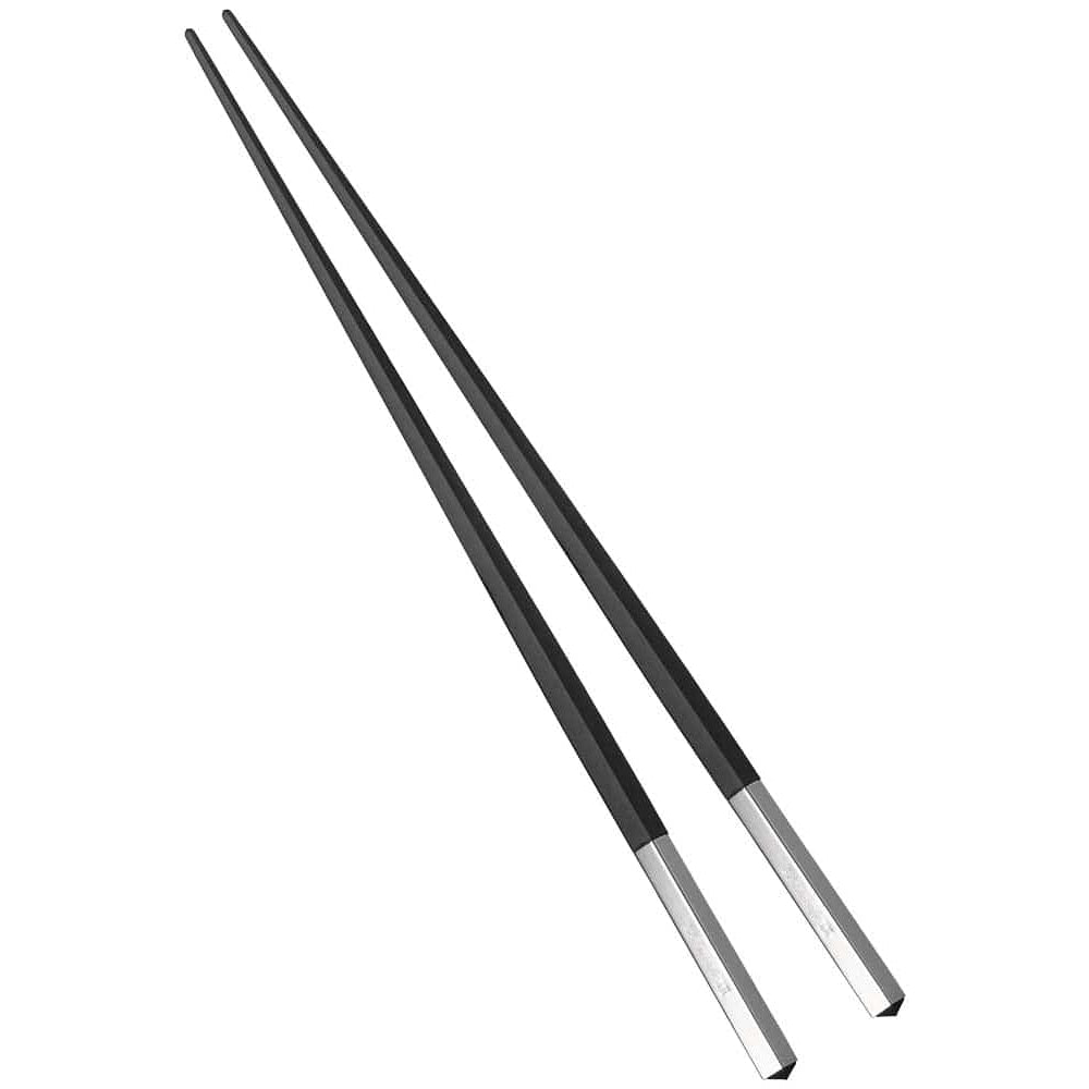 Christofle Uni pair of black Japanese chopsticks, resin and silver-plated