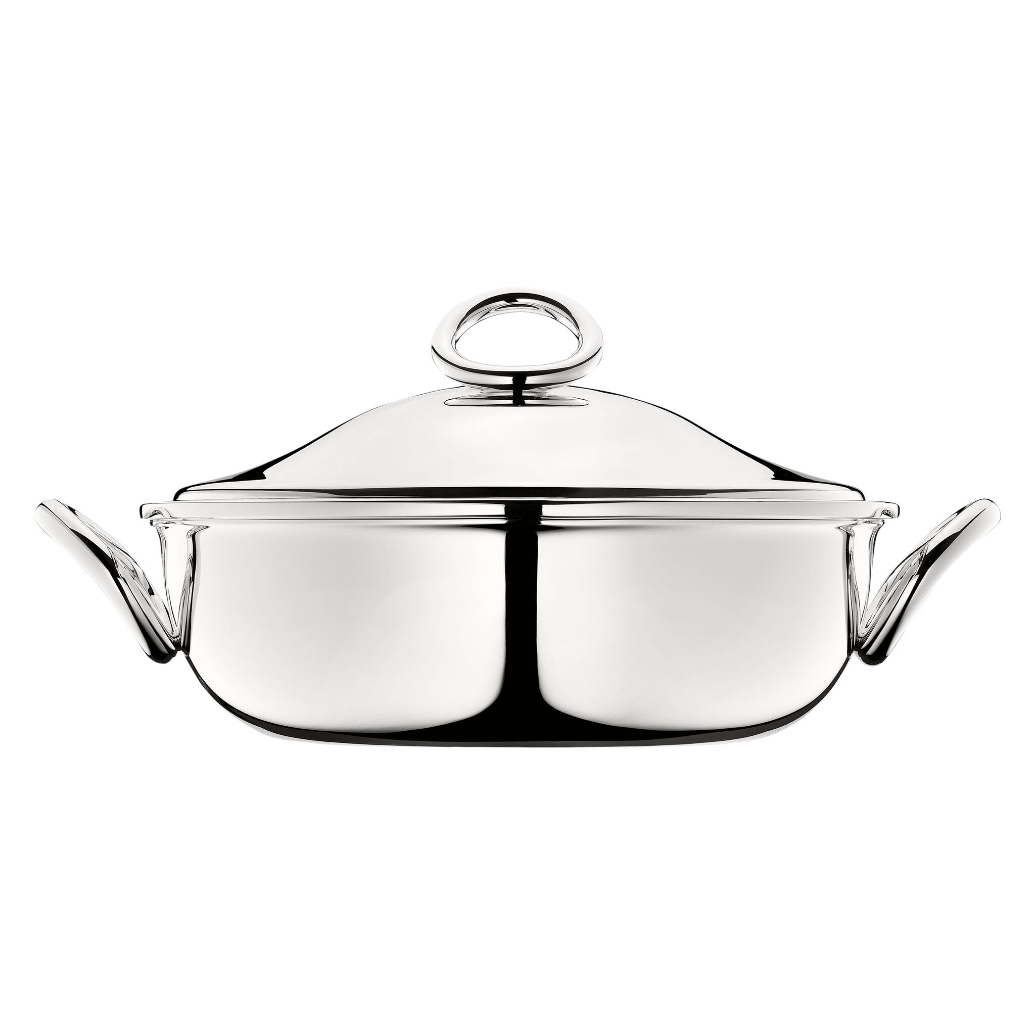 Christofle Vertigo Silver-Plated Vegetable Dish with Lid in silver-plate on a white background