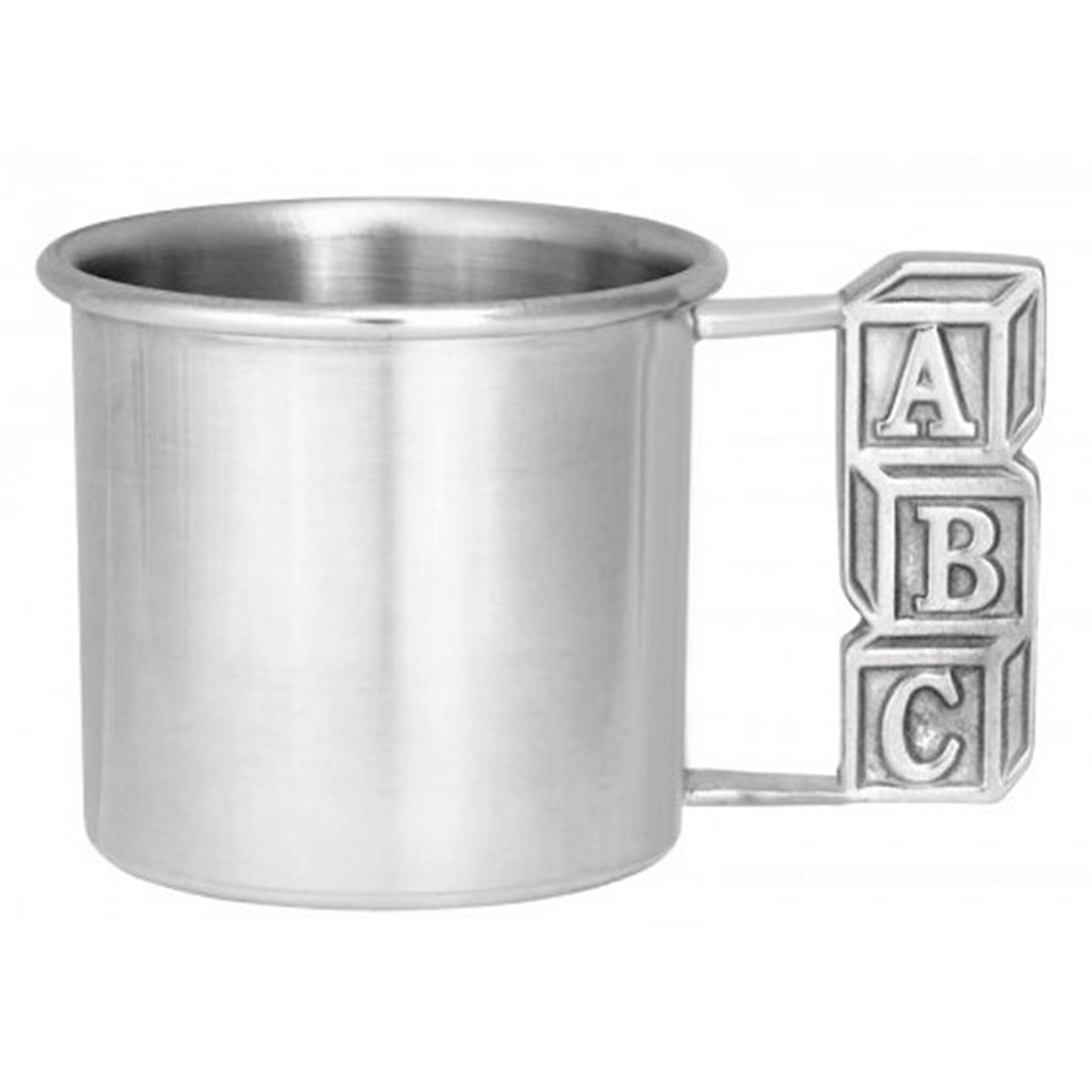 Cunill 'ABC' Pewter Baby Cup, pewter baby cup, on a white background