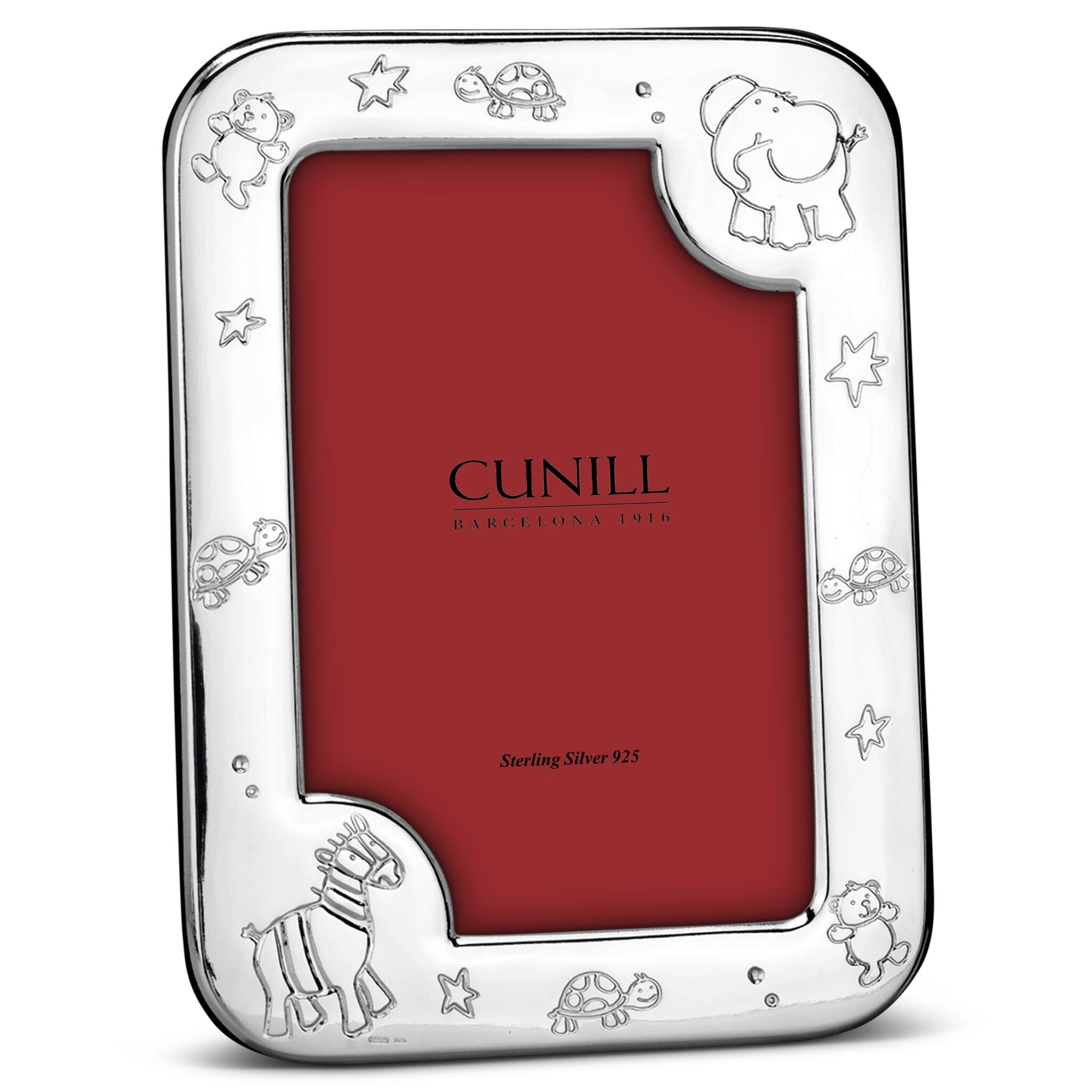 Cunill Baby Zoo Sterling Silver 4x6 Picture Frame, sterling silver picture frame, on a white background