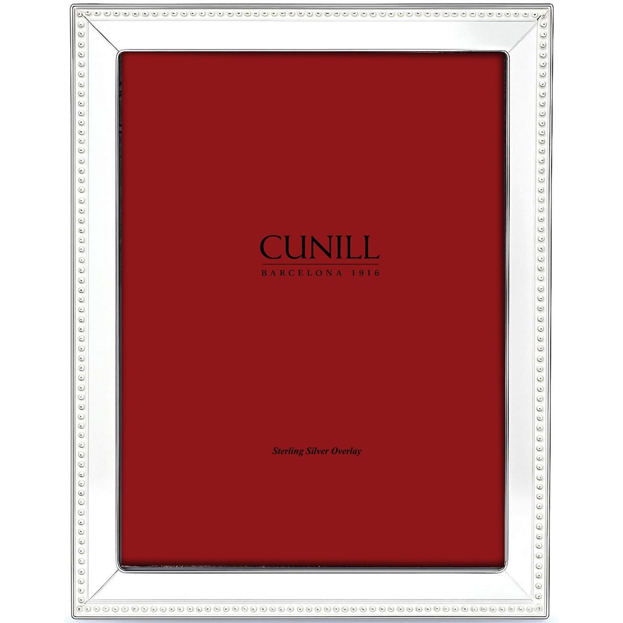Cunill Bead Bevel Sterling Silver Overlay 8x10 Frame, sterling silver picture frame, on a white background